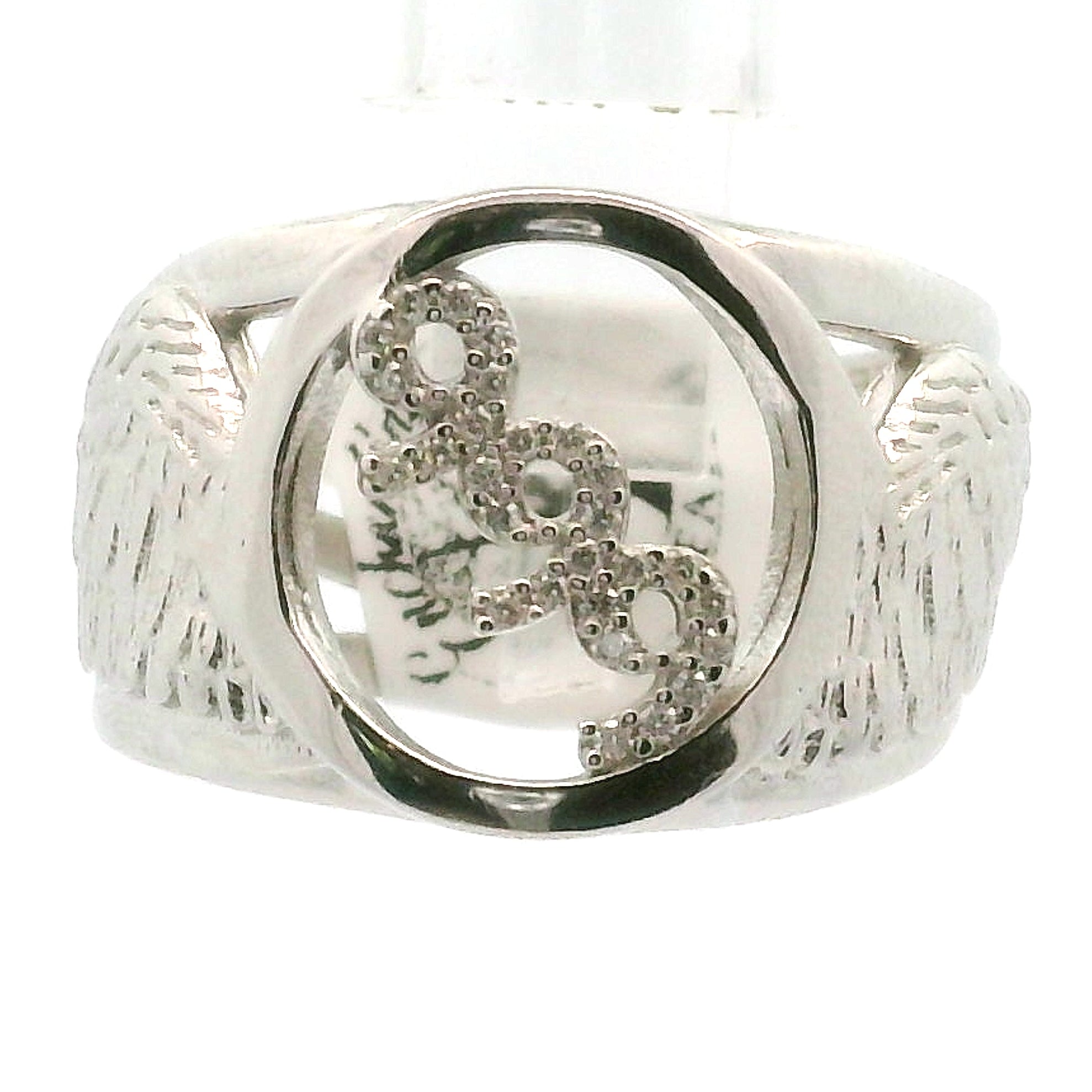 Angel Codes Cuff Ring With Lab Created Moissanite .925 Silver for Connecting with Angels, Divine Guidance, Manifestation and Protection