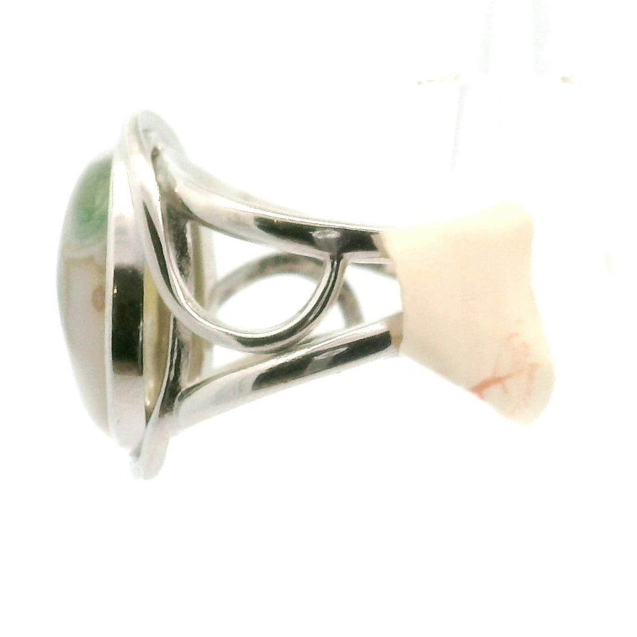 Orbicular Jasper Cuff Ring .925 Silver for Joy and Peace