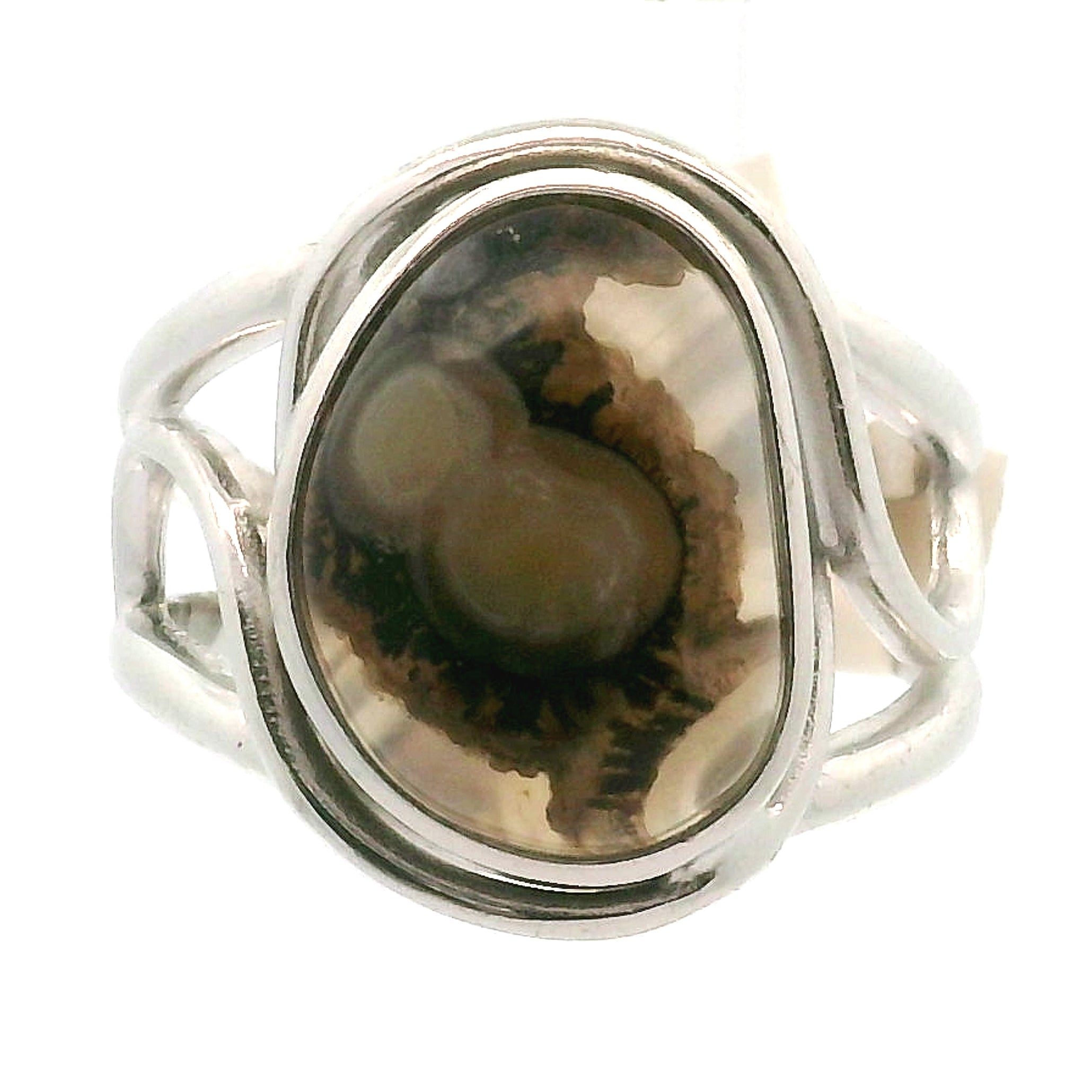 Orbicular Jasper Cuff Ring .925 Silver for Joy and Peace