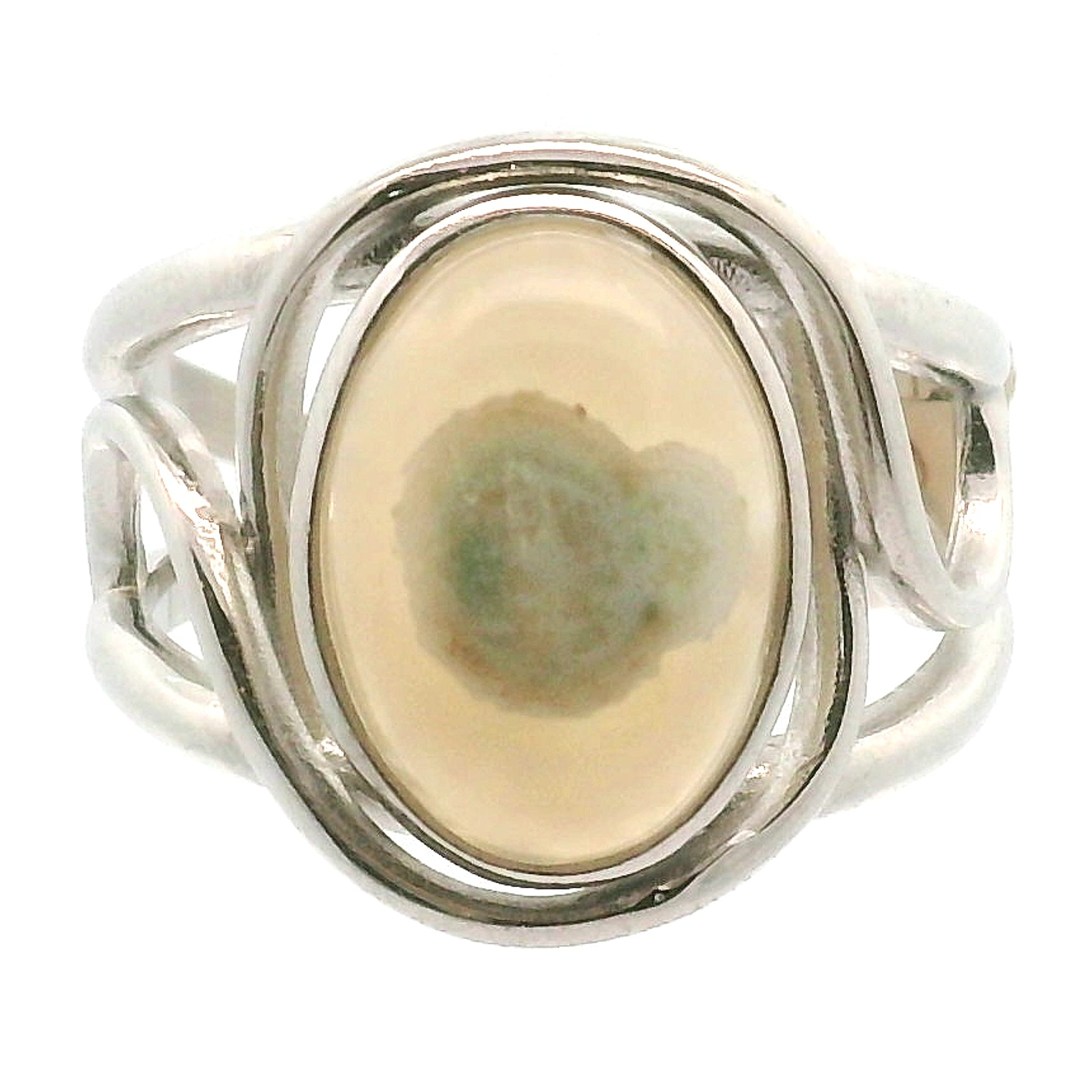 Orbicular Jasper Cuff Ring .925 Silver for Joy and Peace