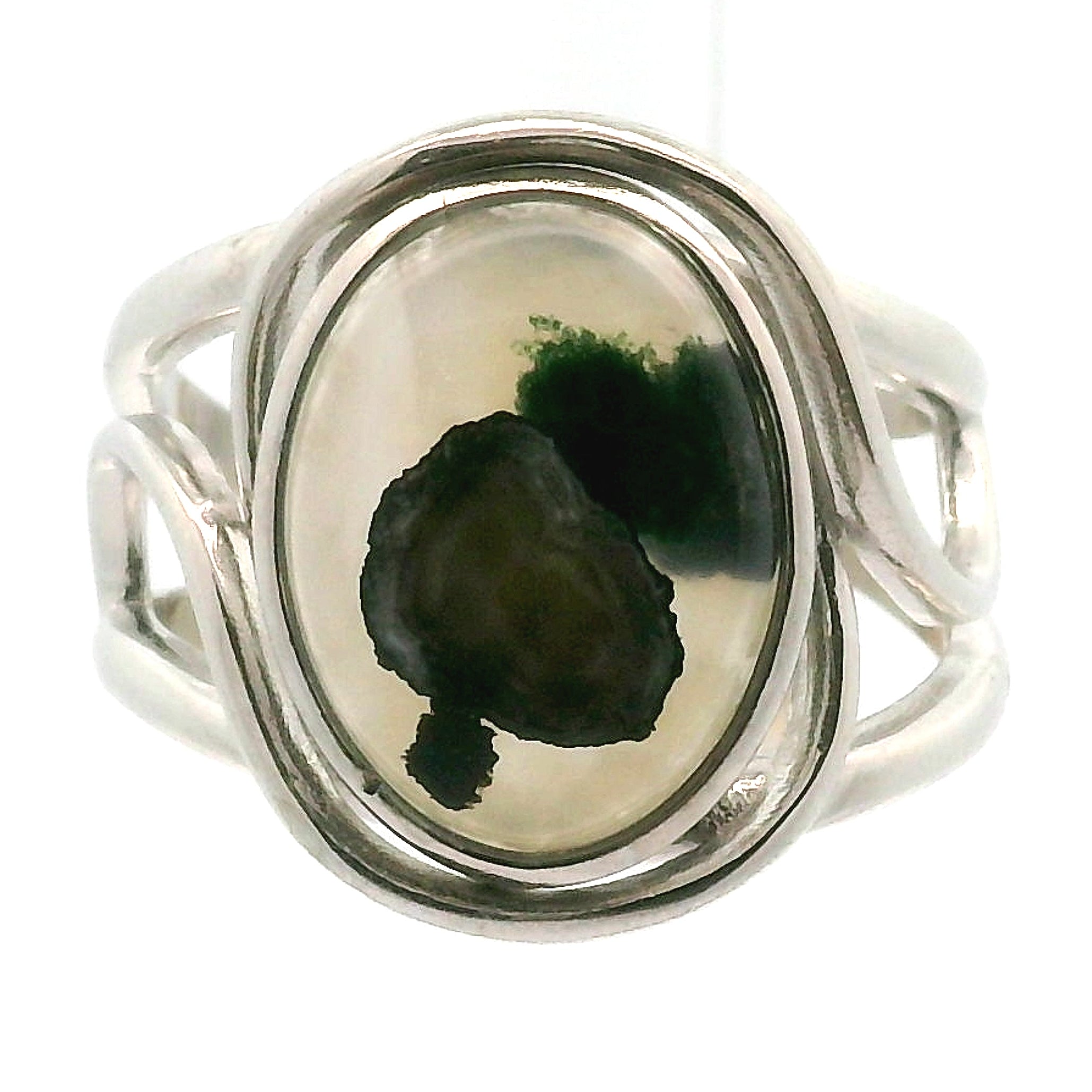 Orbicular Jasper Cuff Ring .925 Silver for Joy and Peace
