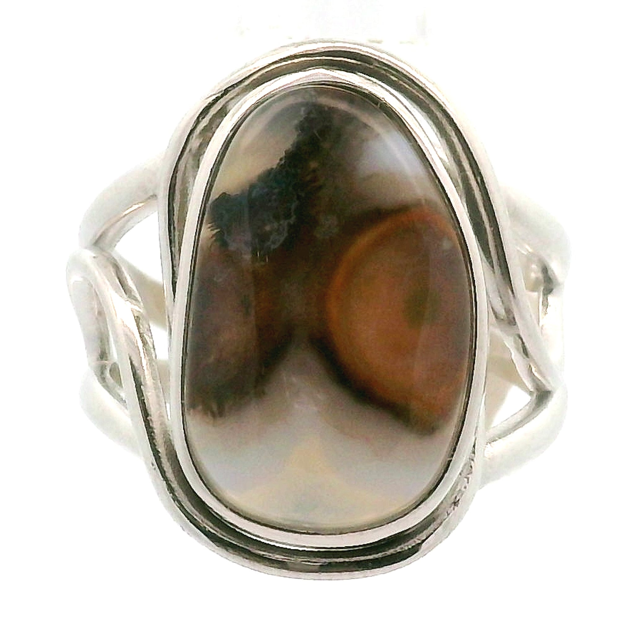 Orbicular Jasper Cuff Ring .925 Silver for Joy and Peace