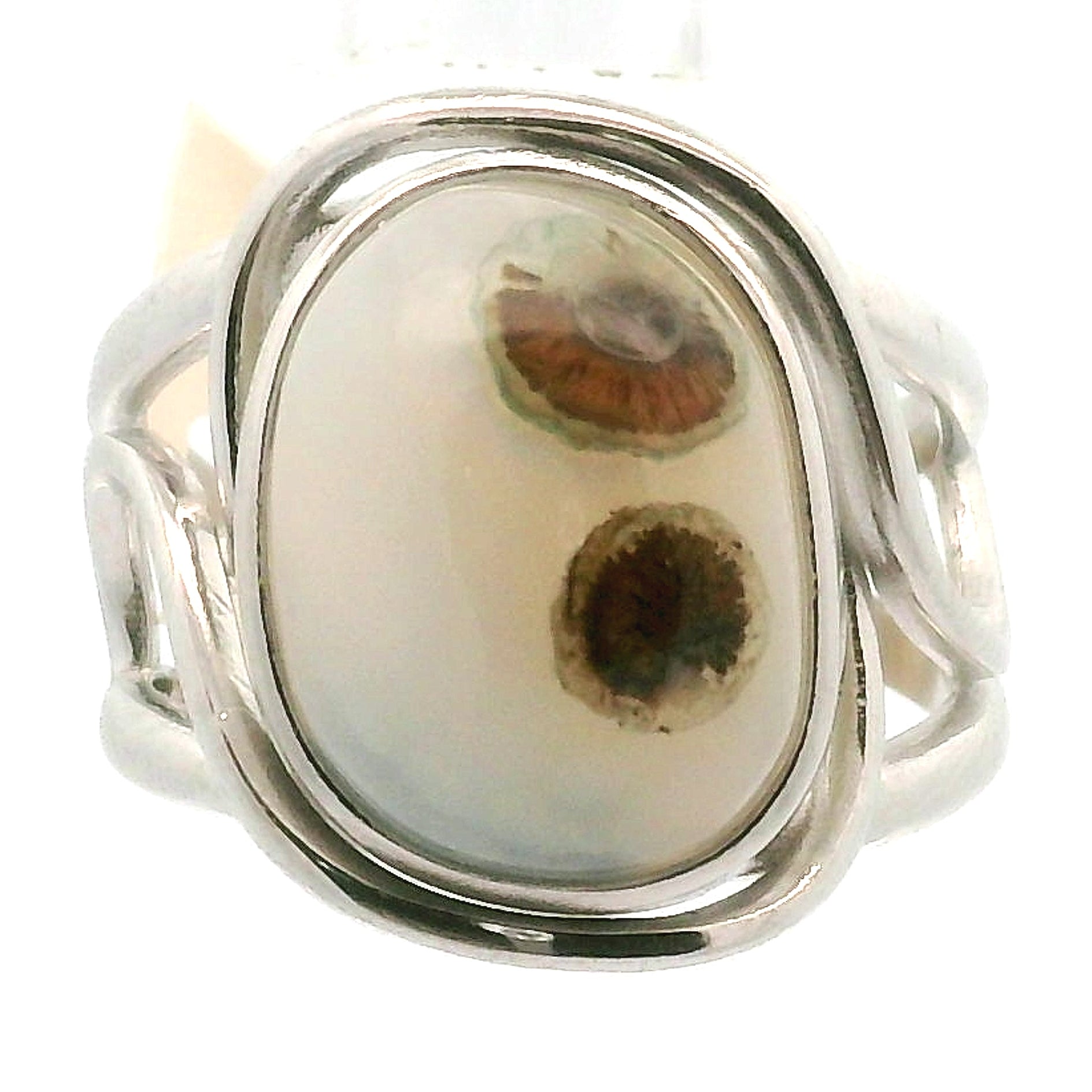 Orbicular Jasper Cuff Ring .925 Silver for Joy and Peace