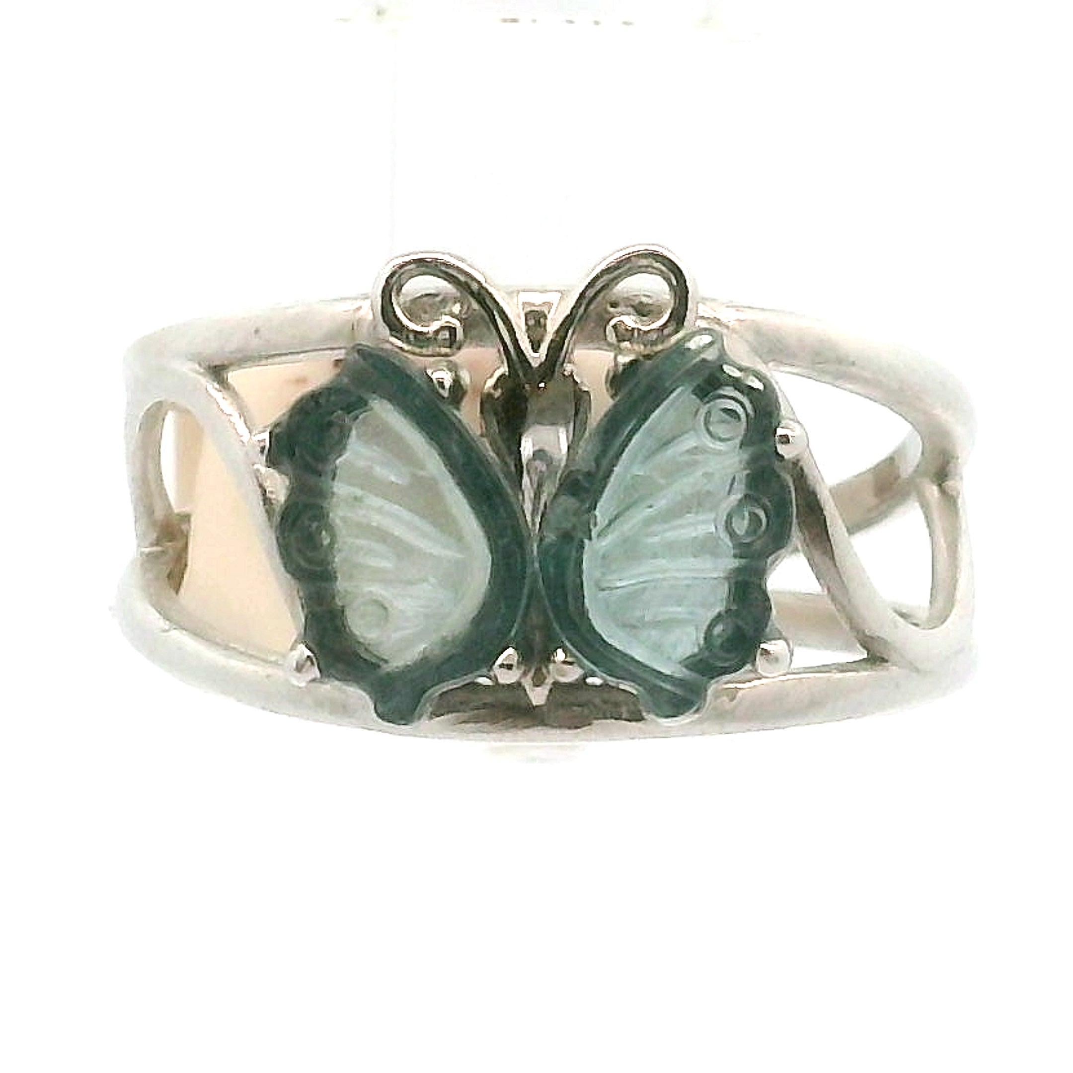 Tourmaline Butterfly Adjustable Cuff Ring .925 Silver for Awareness, Communication and Meditation
