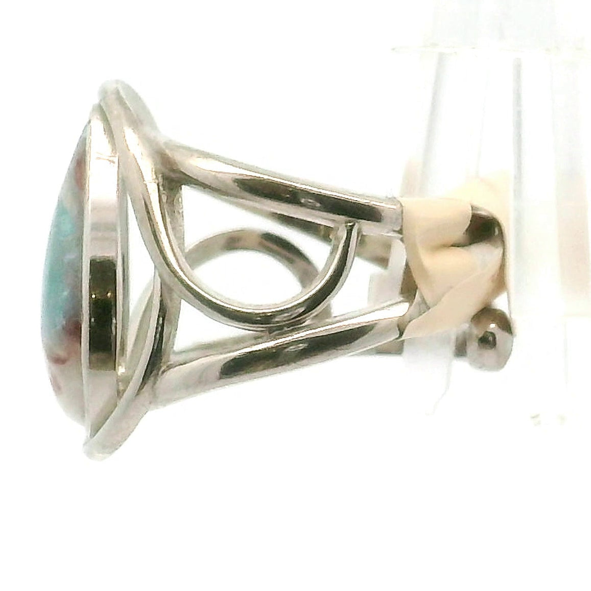 Paraiba Blue Tourmaline in Quartz Finger Cuff Adjustable Ring .925 Silver for Spiritual Awareness