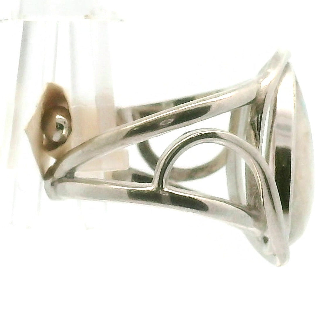 Paraiba Blue Tourmaline in Quartz Finger Cuff Adjustable Ring .925 Silver for Spiritual Awareness