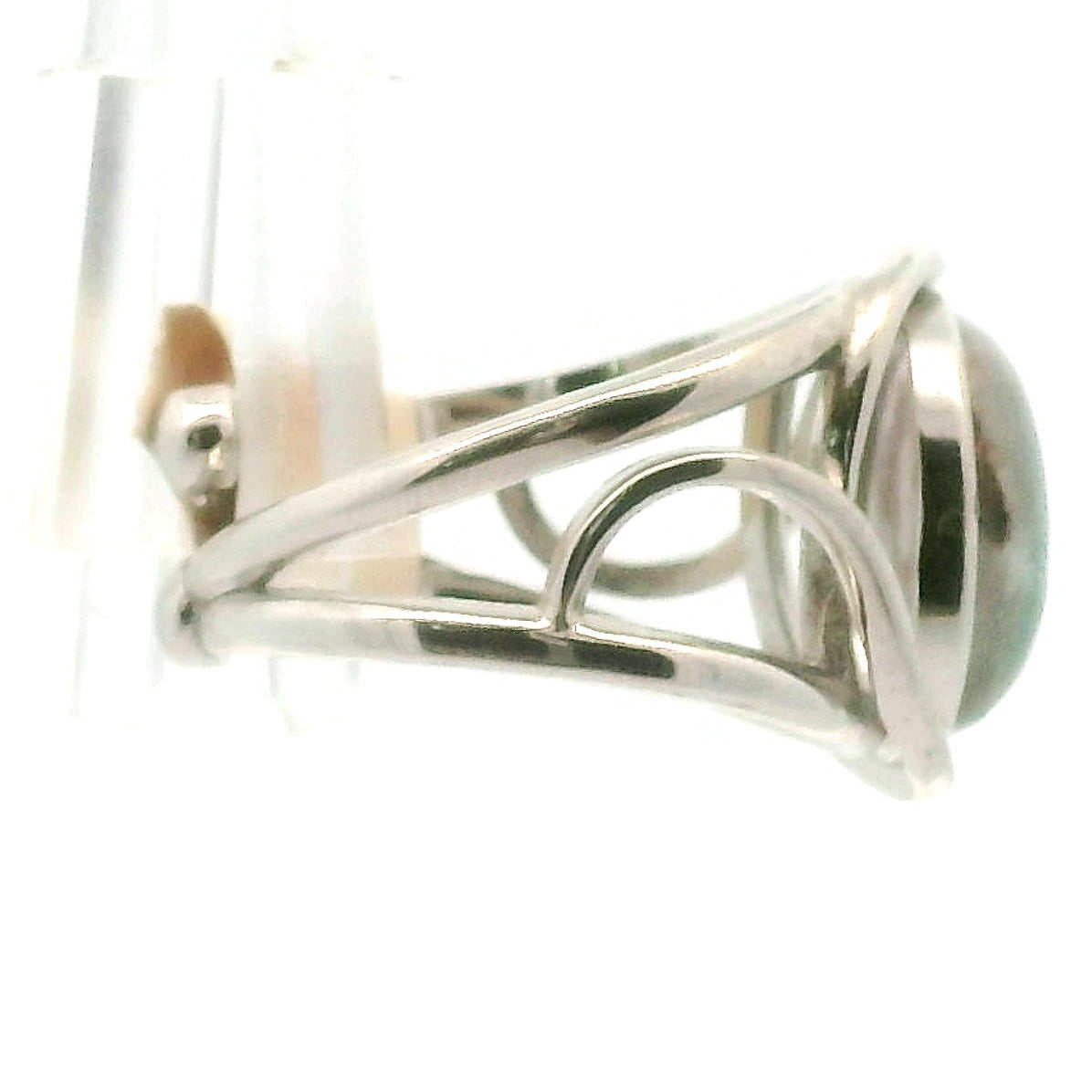 Paraiba Blue Tourmaline in Quartz Finger Cuff Adjustable Ring .925 Silver for Spiritual Awareness