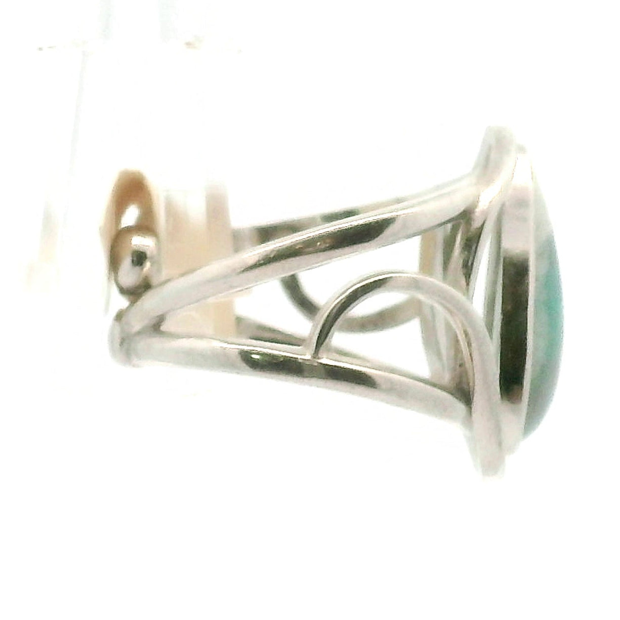 Paraiba Blue Tourmaline in Quartz Finger Cuff Adjustable Ring .925 Silver for Spiritual Awareness