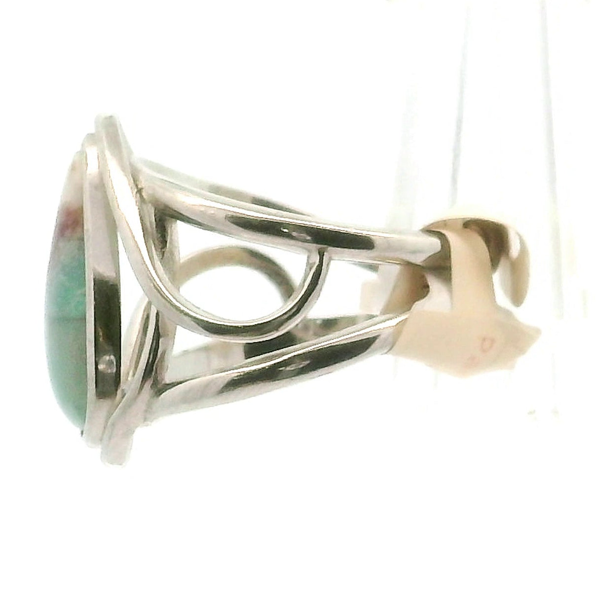 Paraiba Blue Tourmaline in Quartz Finger Cuff Adjustable Ring .925 Silver for Spiritual Awareness