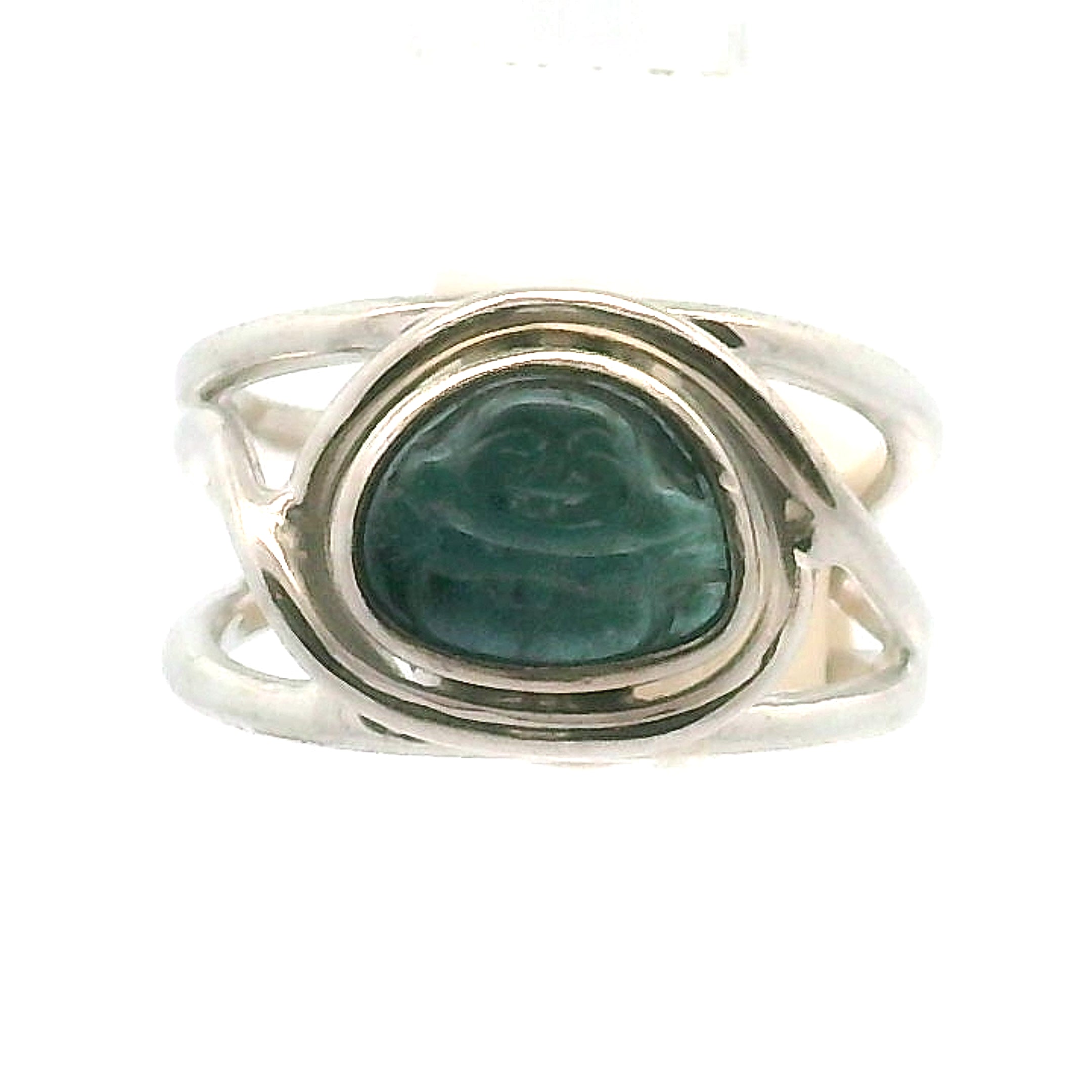 Tourmaline Buddha Adjustable Cuff Ring .925 Silver for Awareness, Communication and Meditation