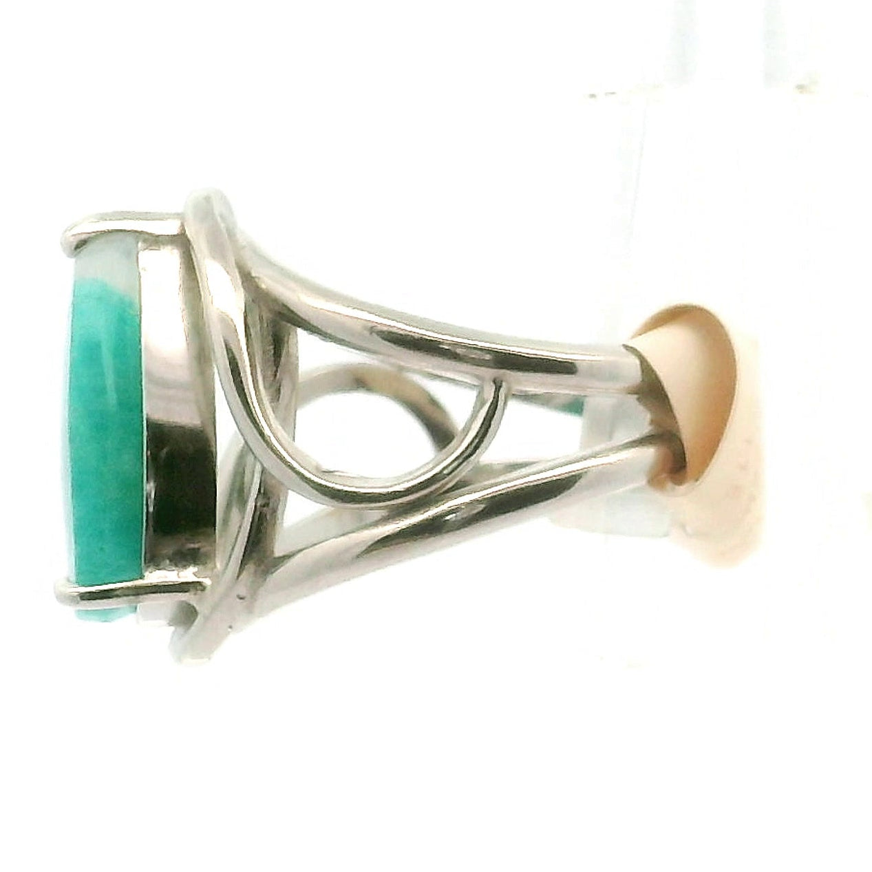 Amazonite in Quartz Adjustable Finger Cuff Ring .925 Silver (High Quality) for Speaking your Truth