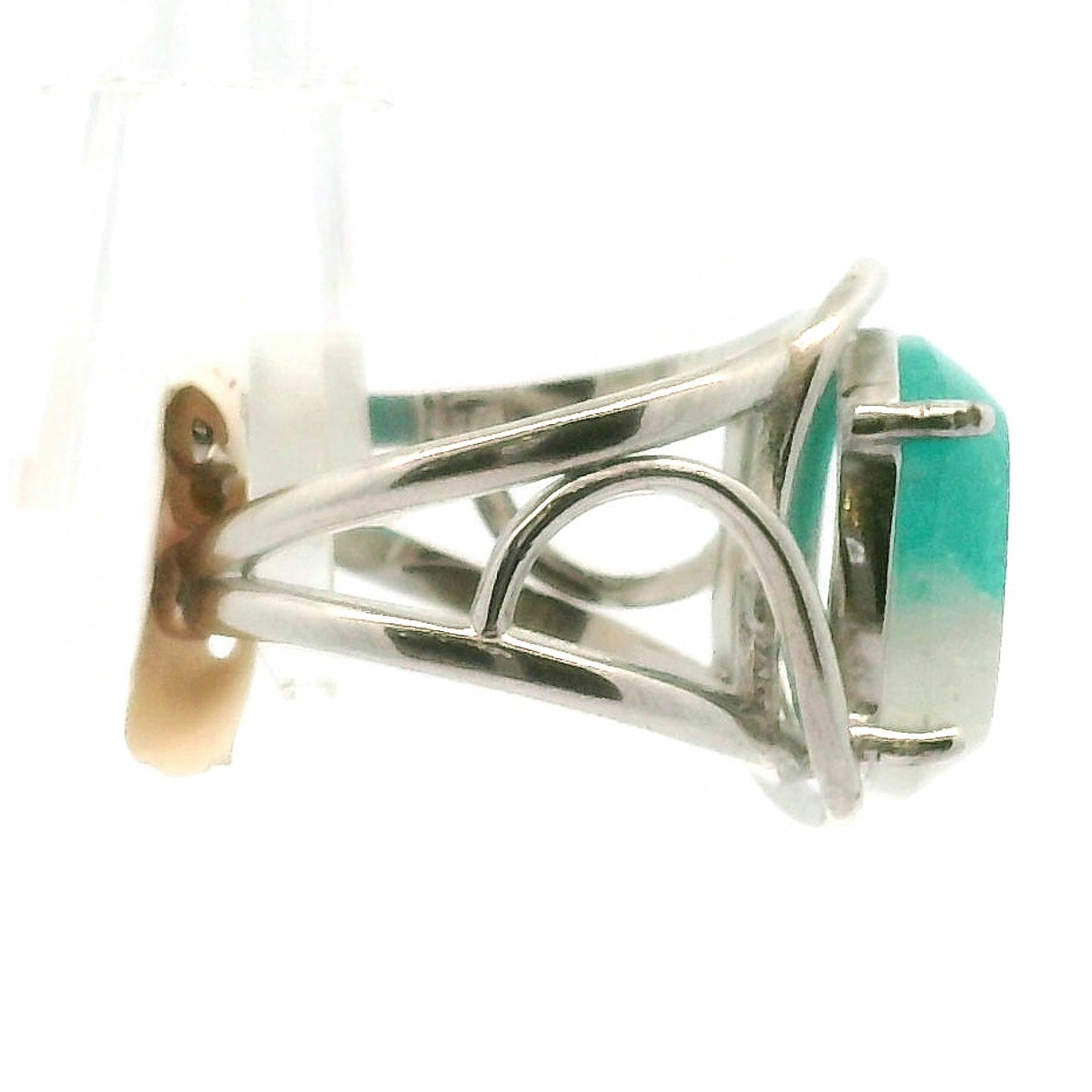 Amazonite in Quartz Adjustable Finger Cuff Ring .925 Silver (High Quality) for Speaking your Truth