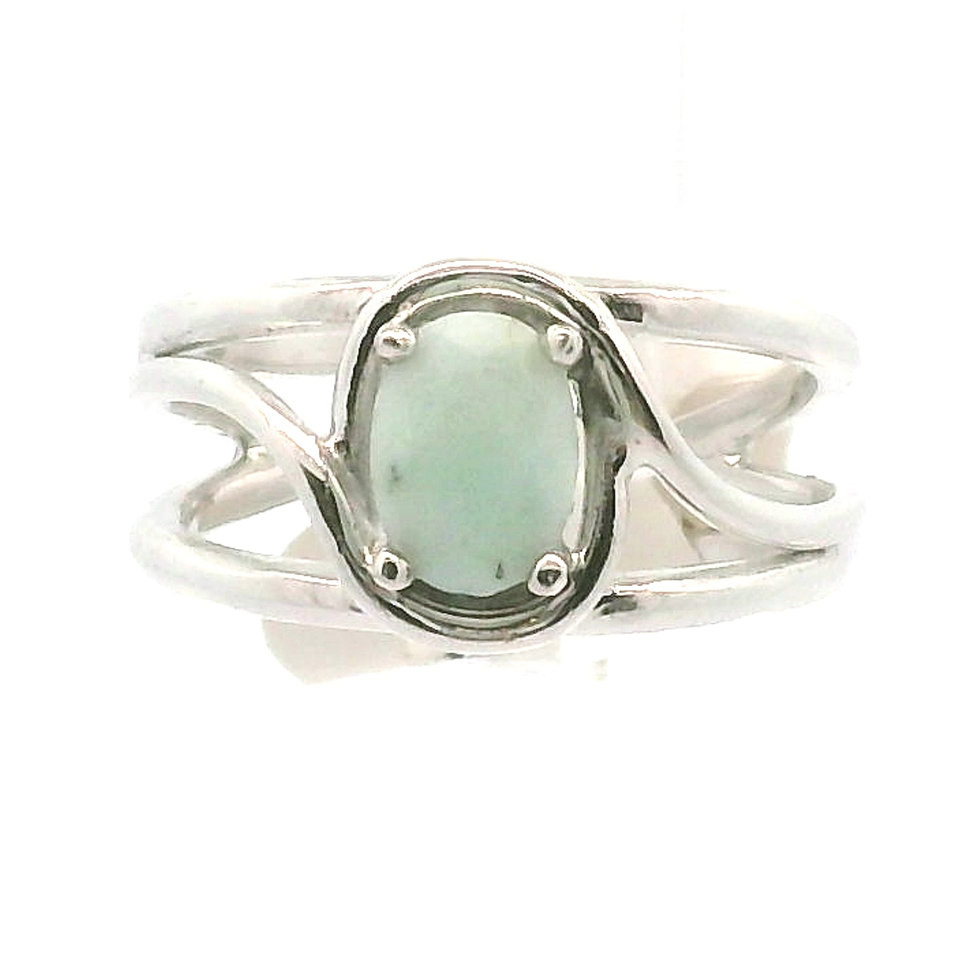 Amazonite Faceted Midi Cuff Ring .925 Silver for Communication, Harmony and Hope