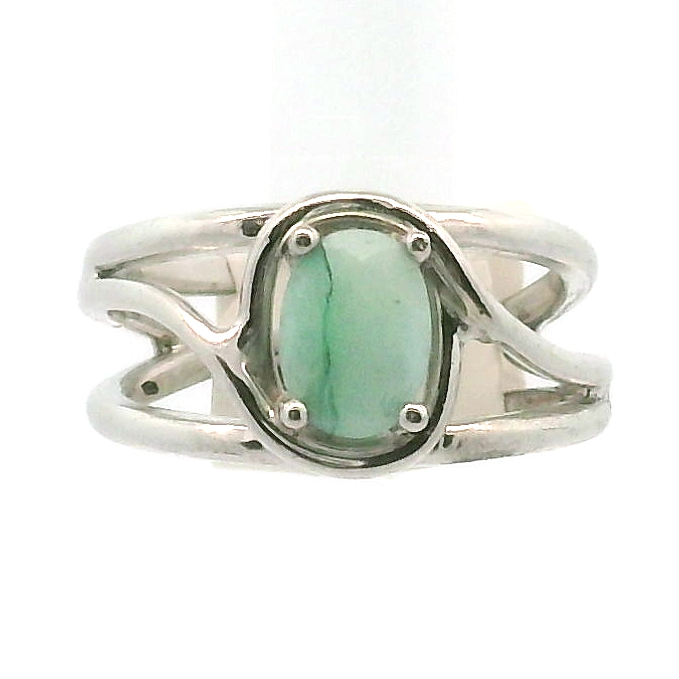 Amazonite Faceted Midi Cuff Ring .925 Silver for Communication, Harmony and Hope