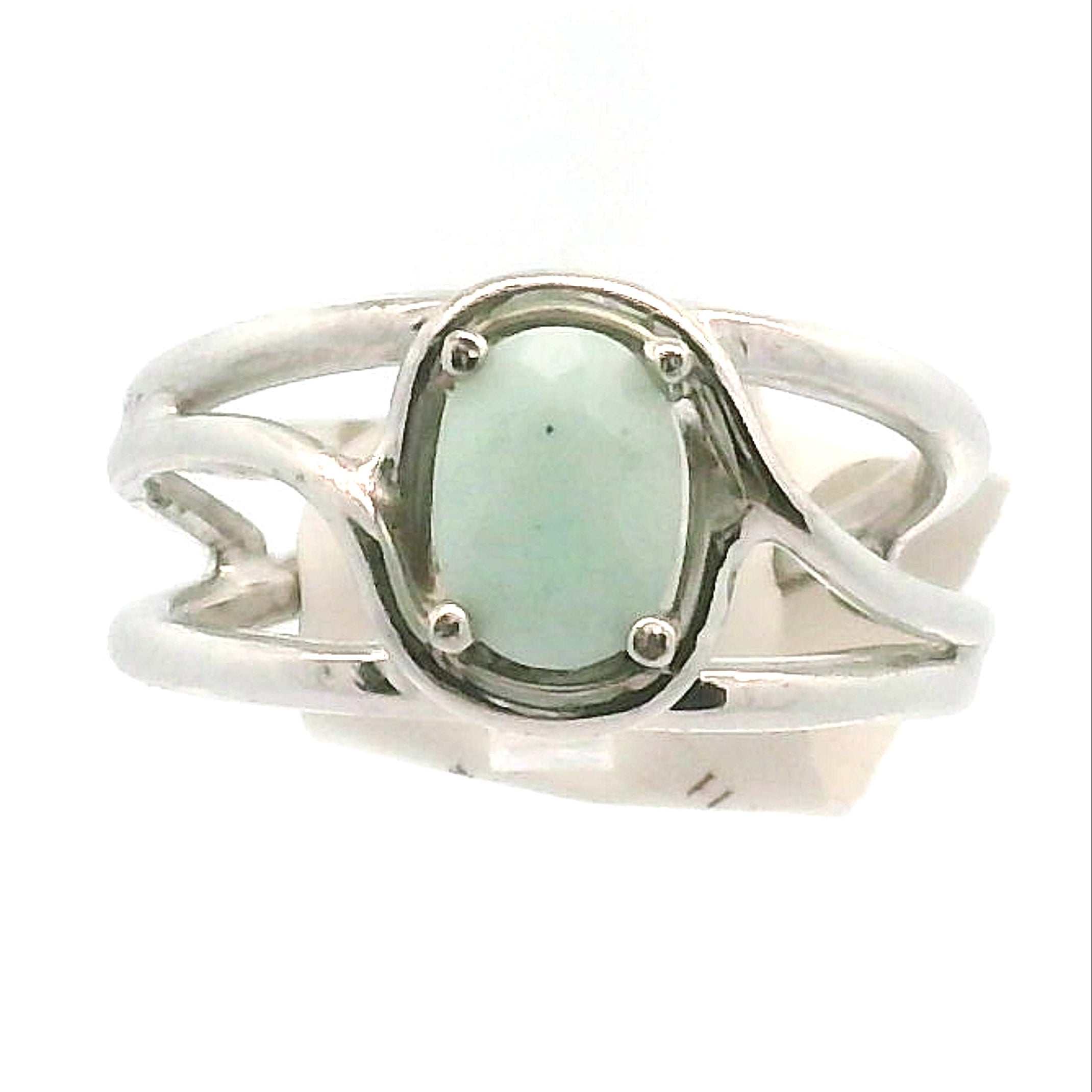 Amazonite Faceted Midi Cuff Ring .925 Silver for Communication, Harmony and Hope