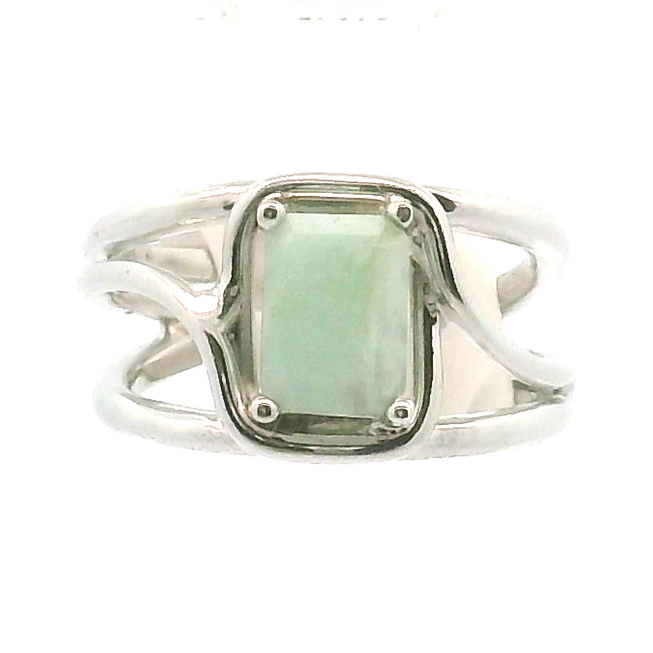 Amazonite Faceted Midi Cuff Ring .925 Silver for Communication, Harmony and Hope