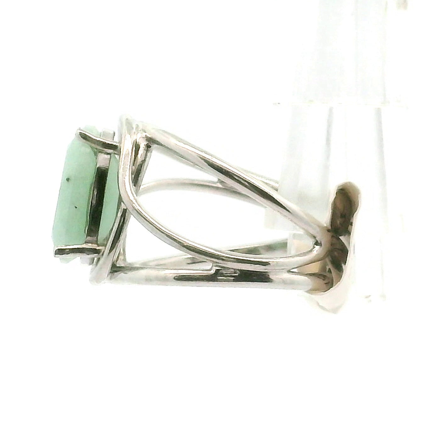 Amazonite Faceted Cuff Ring .925 Silver for Communication, Harmony and Hope