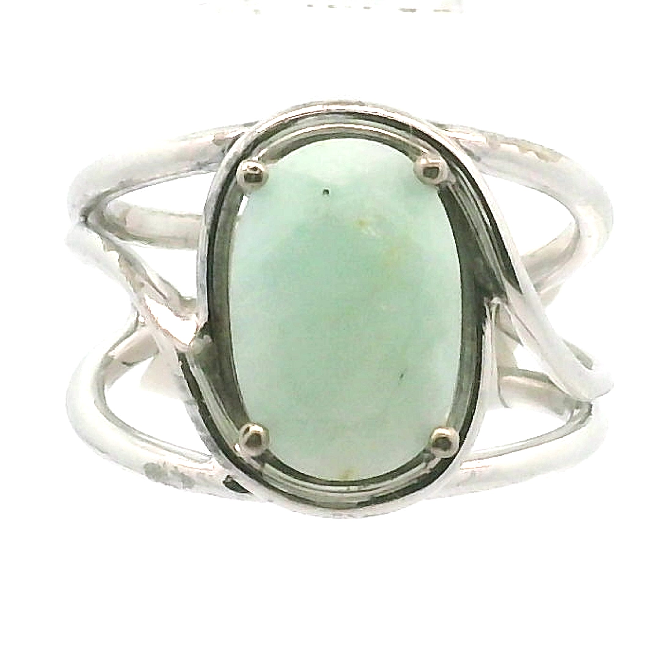 Amazonite Faceted Cuff Ring .925 Silver for Communication, Harmony and Hope