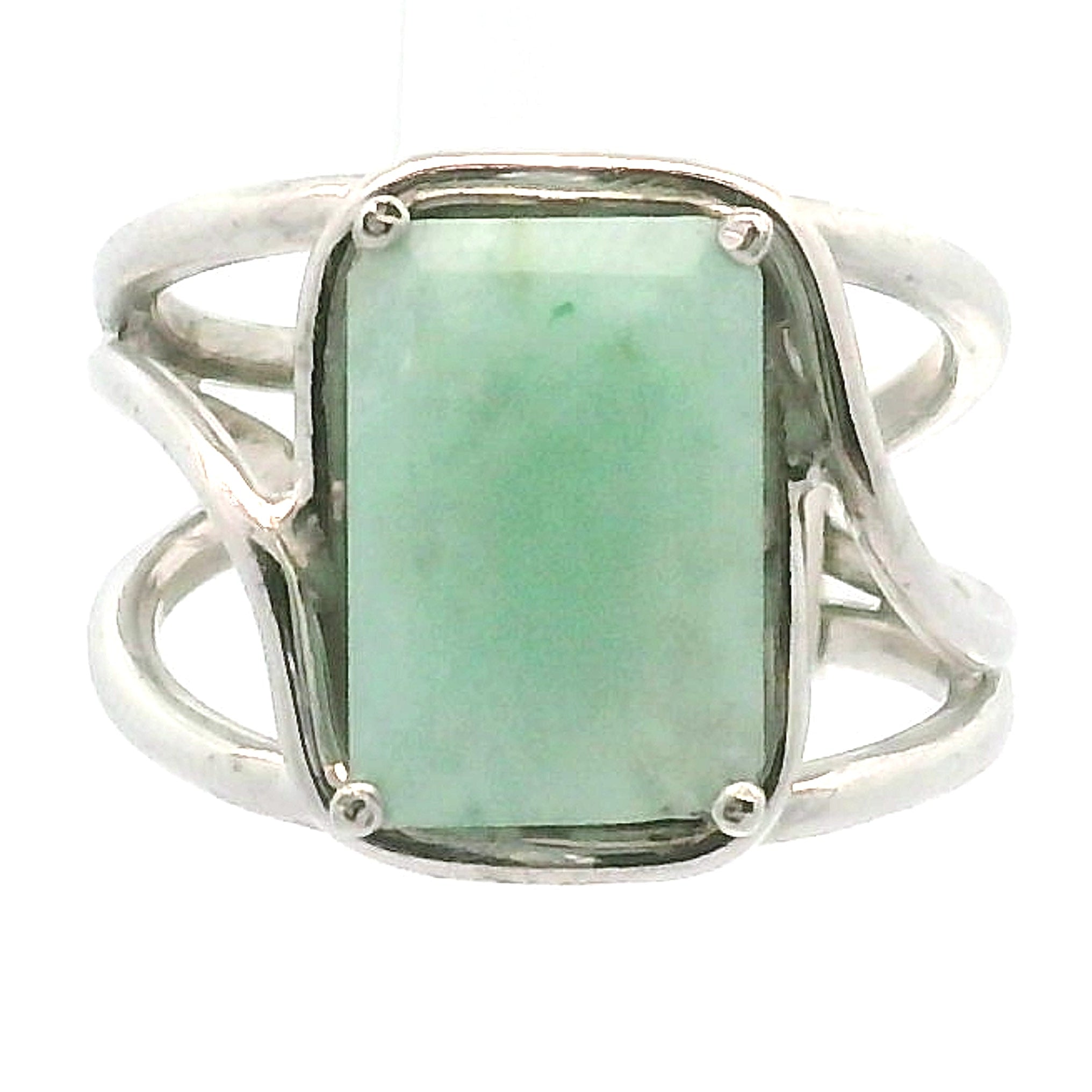 Amazonite Faceted Cuff Ring .925 Silver for Communication, Harmony and Hope