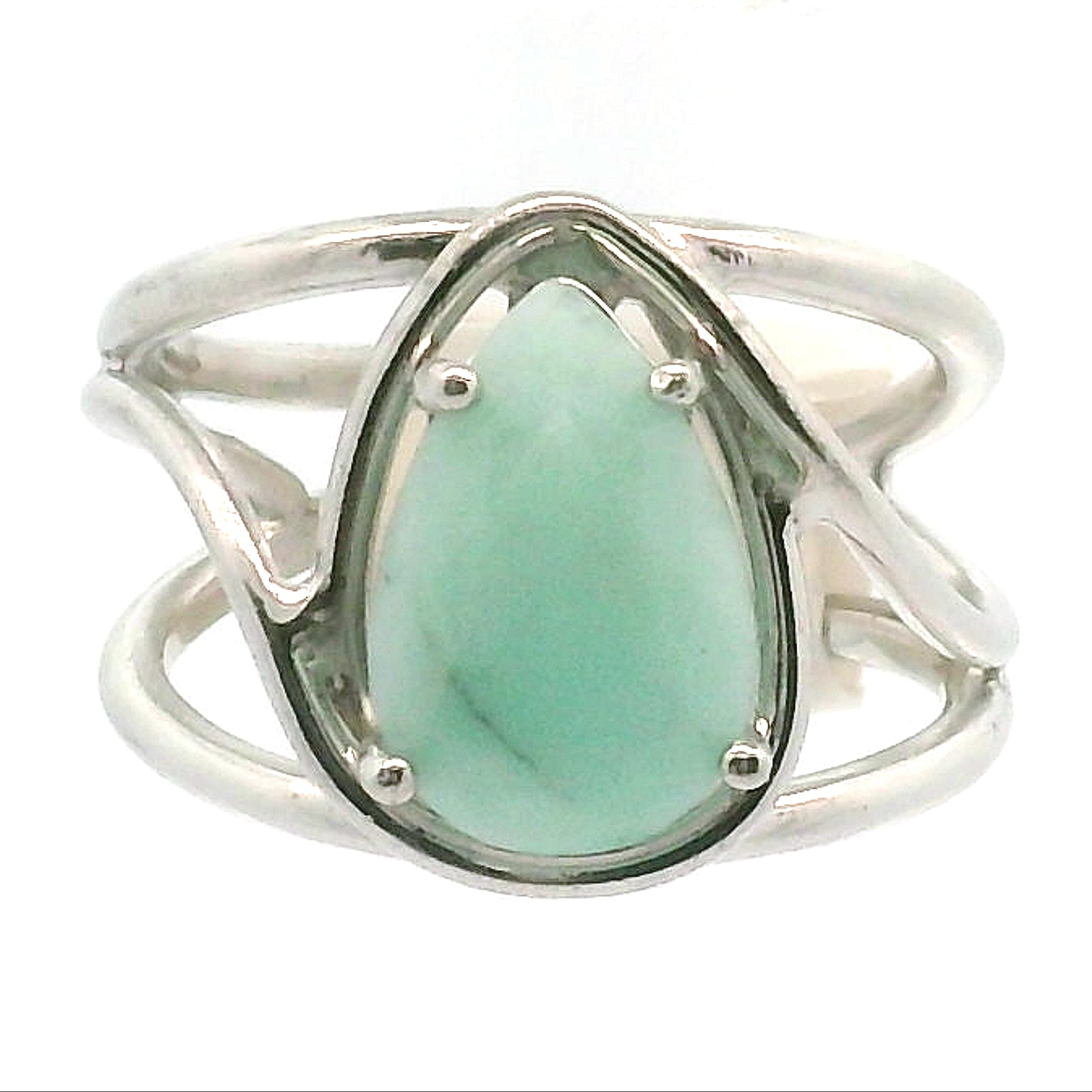 Amazonite Faceted Cuff Ring .925 Silver for Communication, Harmony and Hope