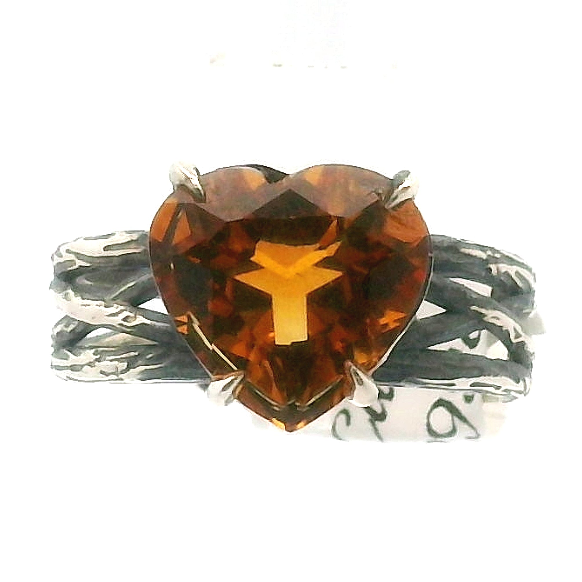 Citrine Bad Witch Cuff Ring .925 Silver for Enhancing Dreamwork and Discovery of Your Path
