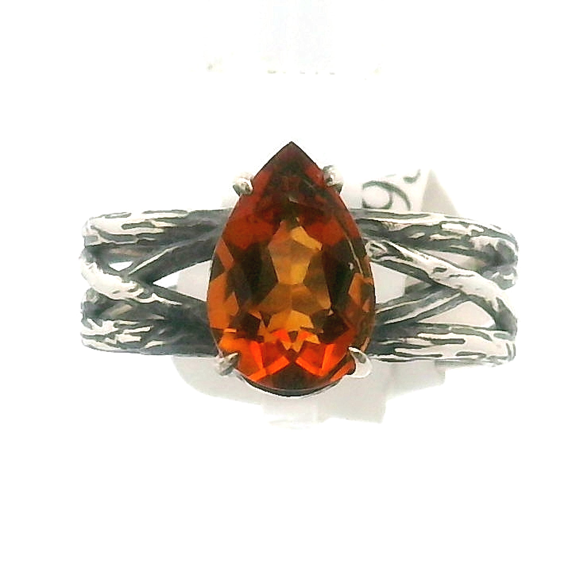 Citrine Bad Witch Cuff Ring .925 Silver for Enhancing Dreamwork and Discovery of Your Path