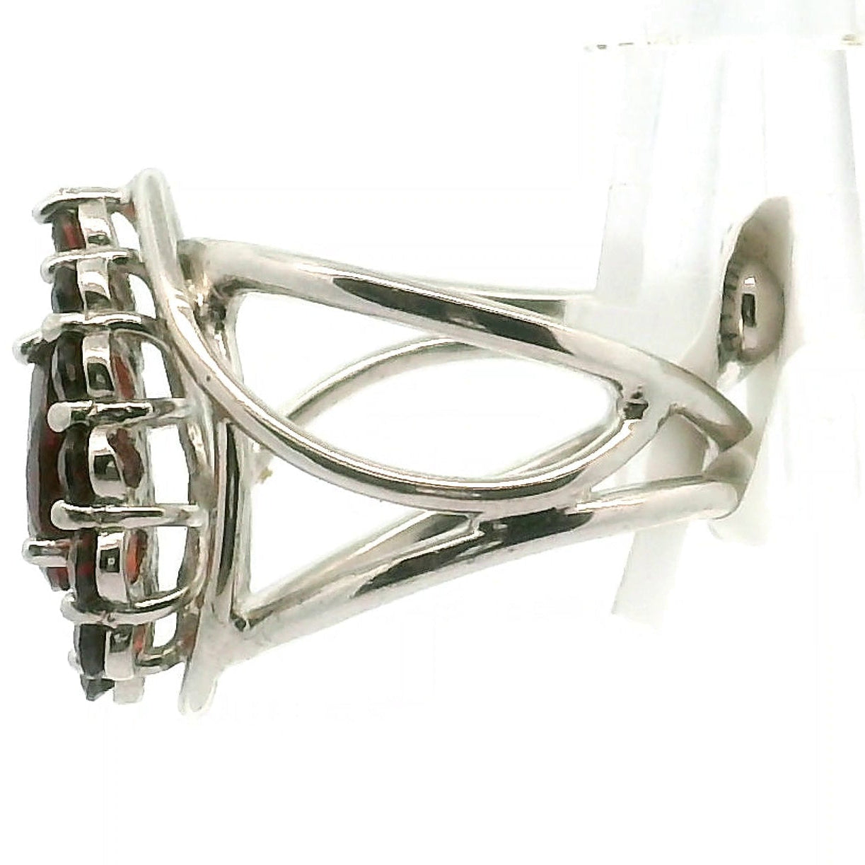 Garnet Pomegranate Pavé Cuff Ring .925 Silver for Strength and Universal Connection