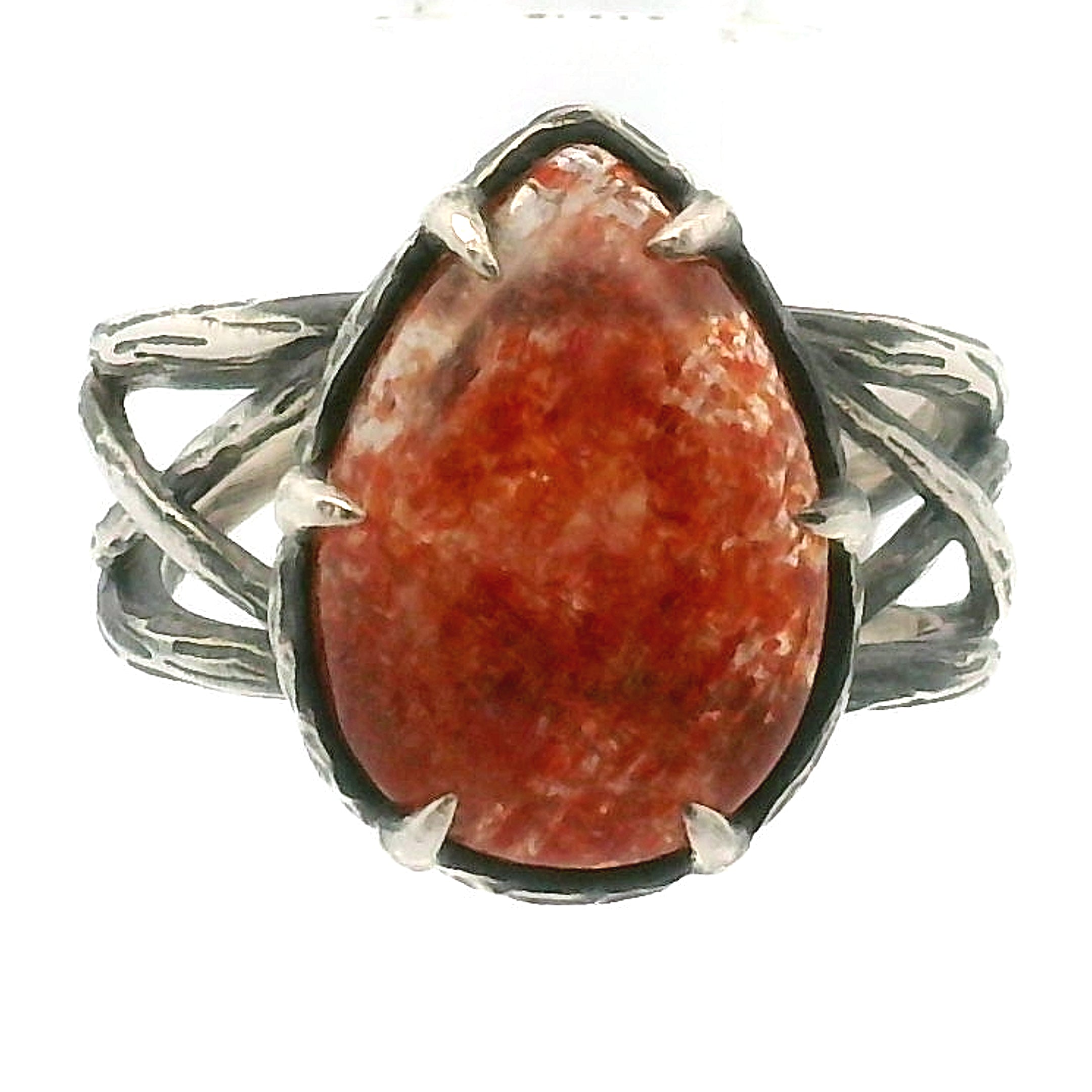 Sunstone Bad Witch Cuff Ring .925 Silver for Confidence, Joy and Vitality