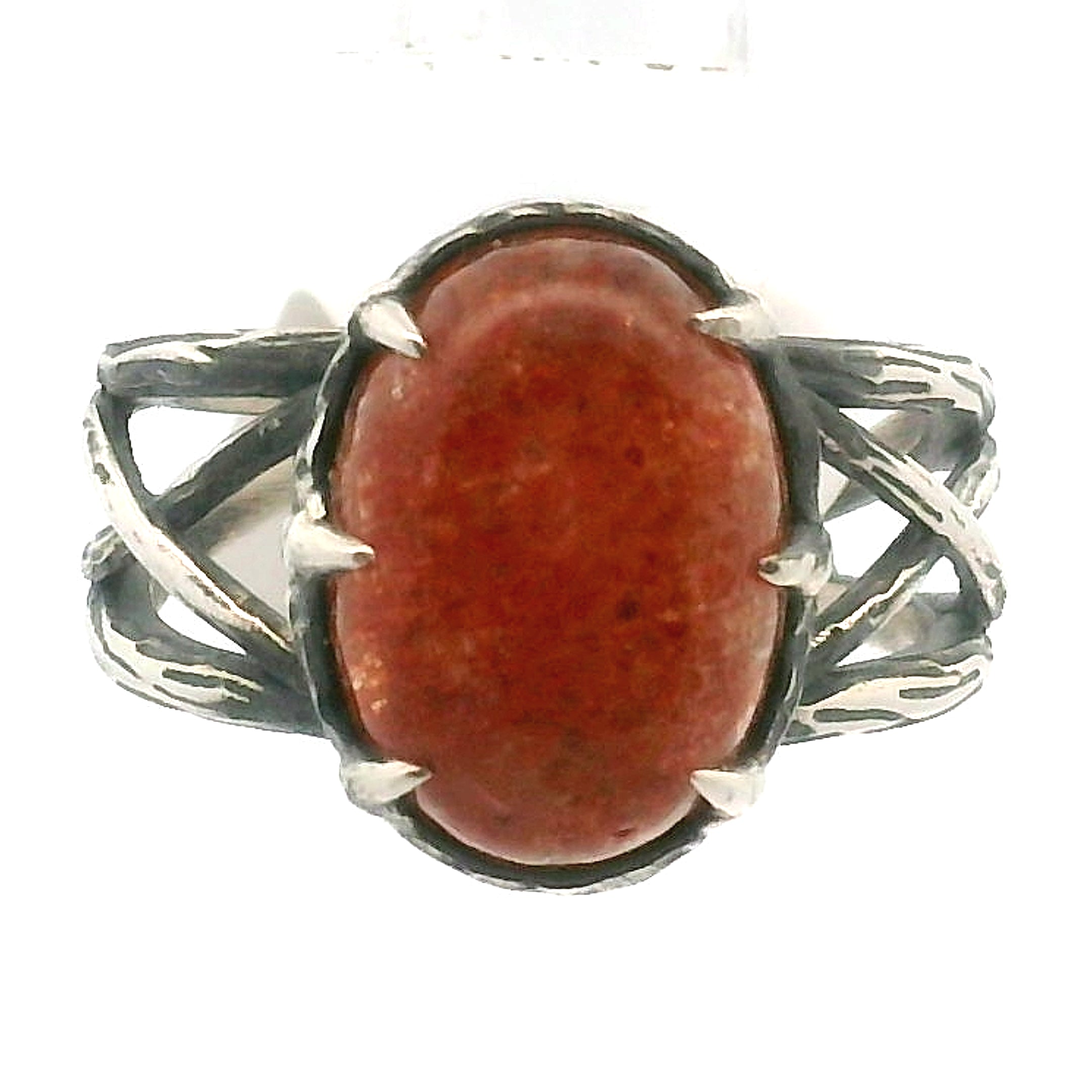 Sunstone Bad Witch Cuff Ring .925 Silver for Confidence, Joy and Vitality