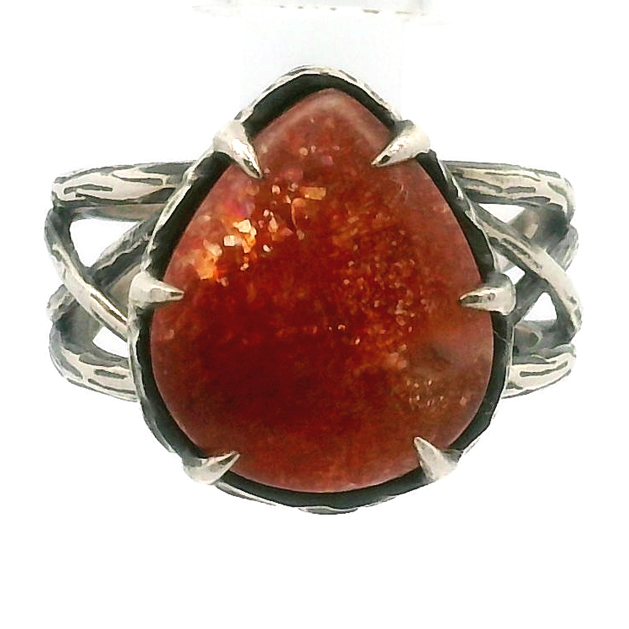 Sunstone Bad Witch Cuff Ring .925 Silver for Confidence, Joy and Vitality