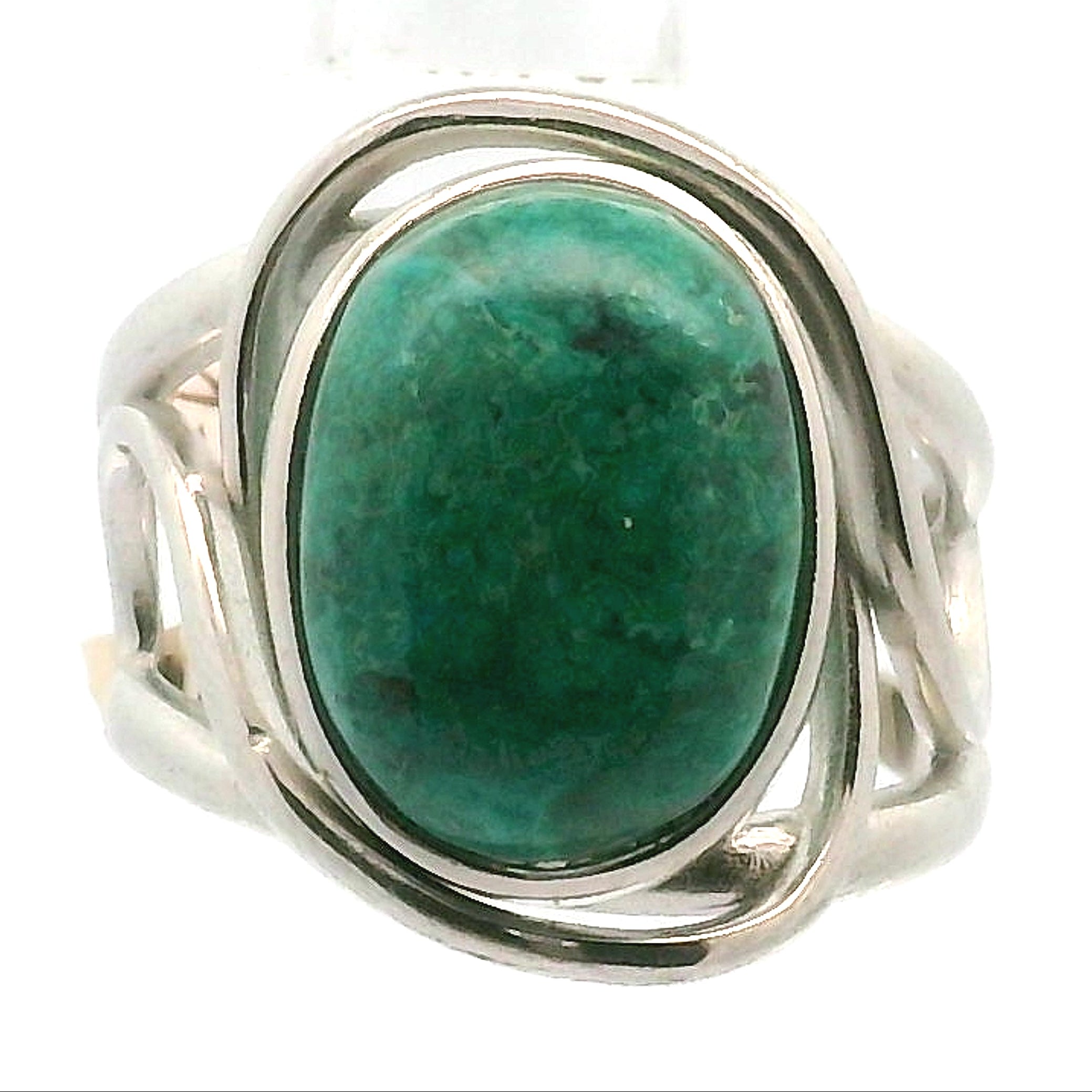 Shattuckite & Chrysocolla Cuff Ring, Adjustable Ring .925 Silver for Goddess Energy, Peaceful Communication and Truth