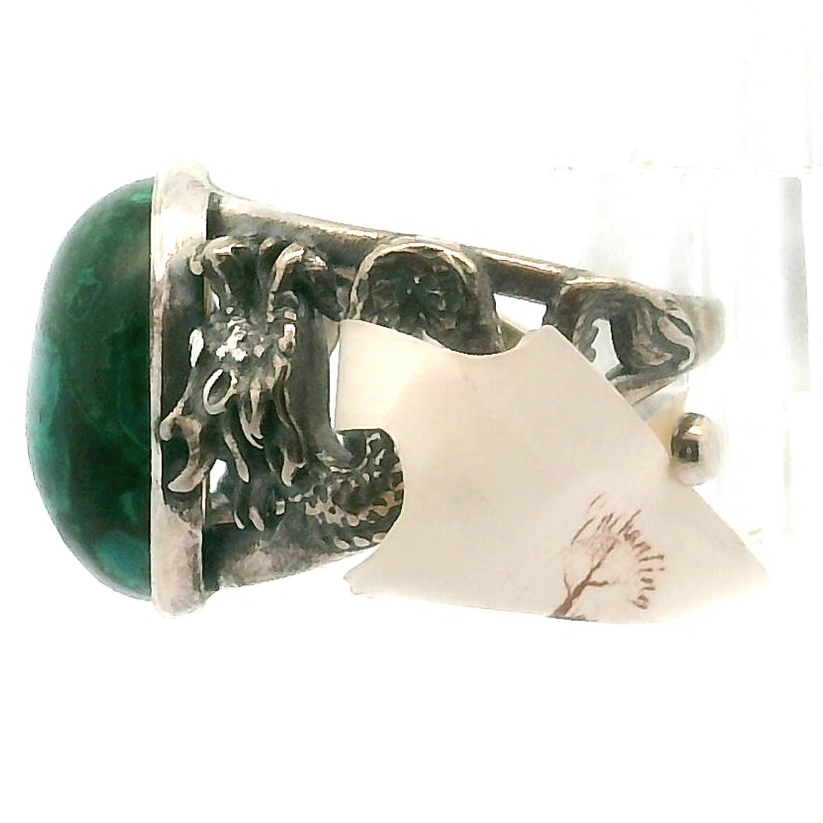 Shattuckite & Chrysocolla Dragon Cuff Ring, Adjustable Ring .925 Silver for Goddess Energy, Peaceful Communication and Truth