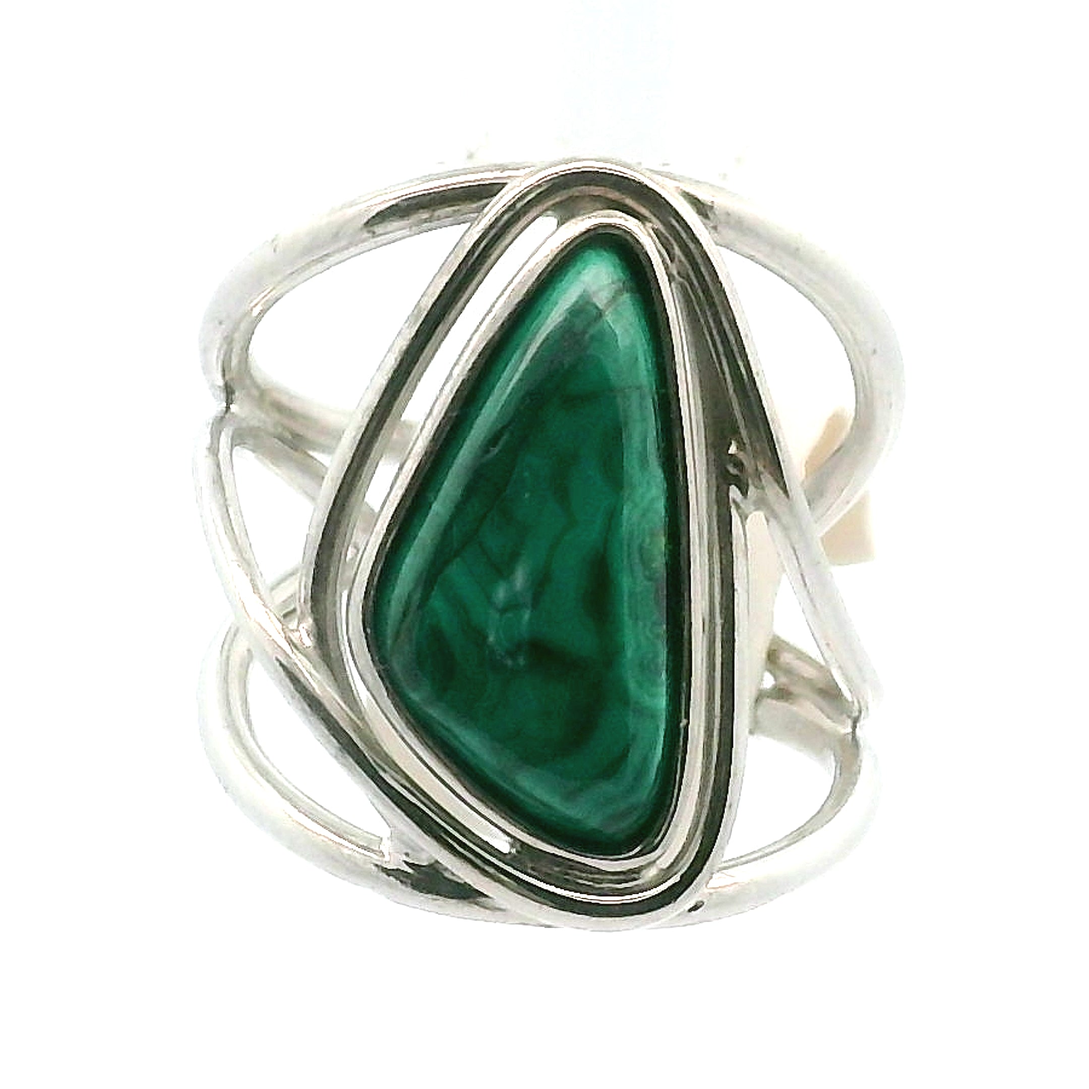 Malachola Cuff Ring .925 Silver for Abundance, Protection and Transformation