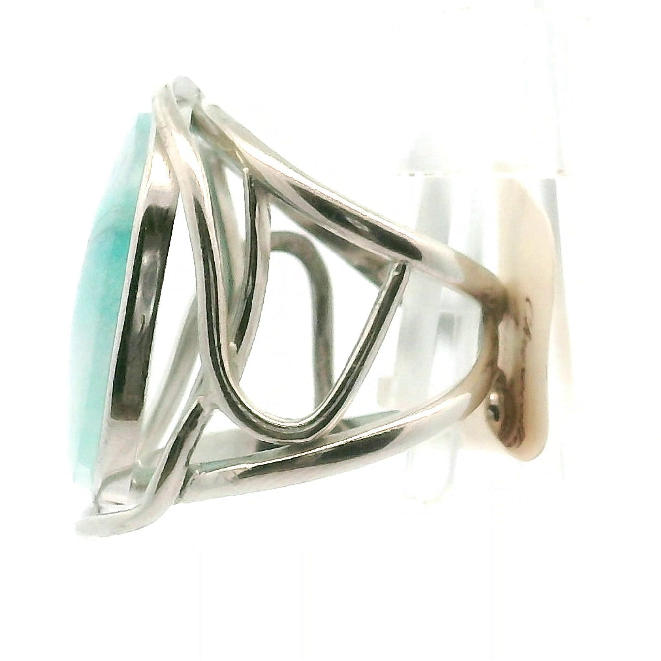 Arizona Chrysocolla Cuff Ring .925 Silver for Empowerment, Peace and Universal Wisdom, Enhancing Intuition
