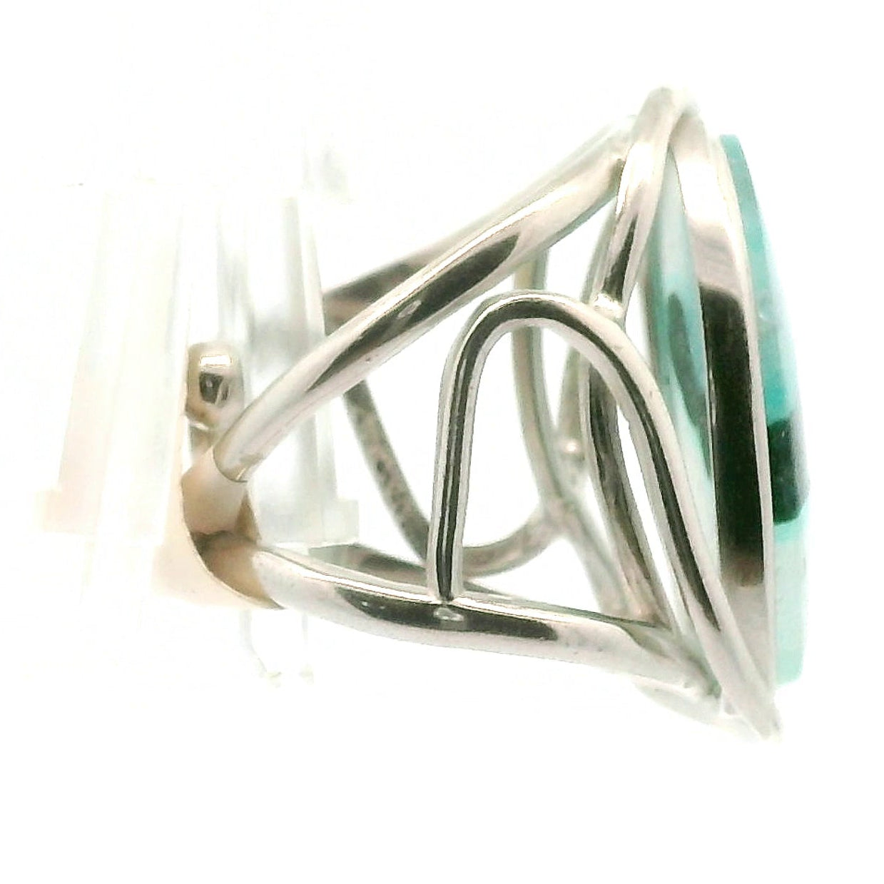 Arizona Chrysocolla Cuff Ring .925 Silver for Empowerment, Peace and Universal Wisdom, Enhancing Intuition