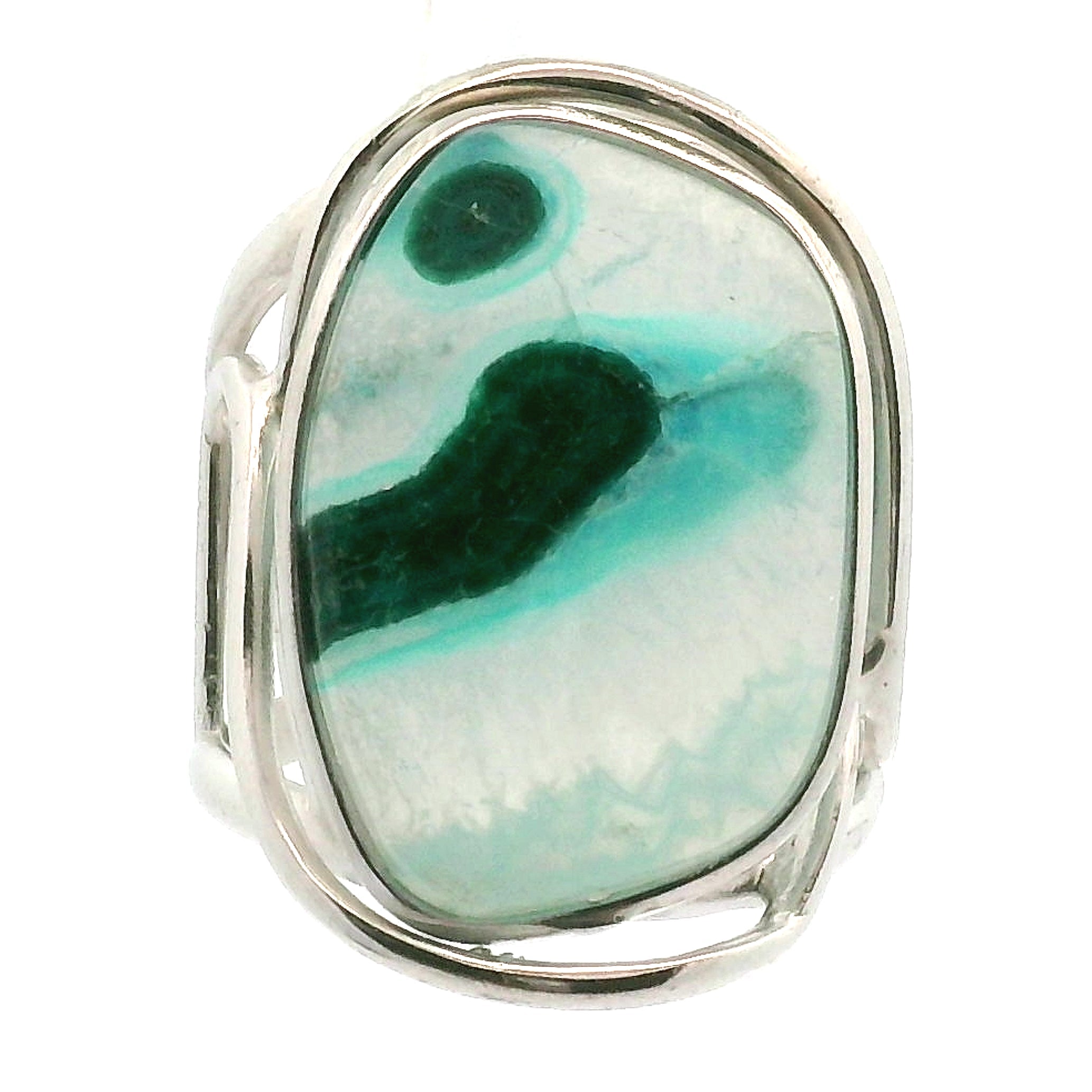 Arizona Chrysocolla Cuff Ring .925 Silver for Empowerment, Peace and Universal Wisdom, Enhancing Intuition
