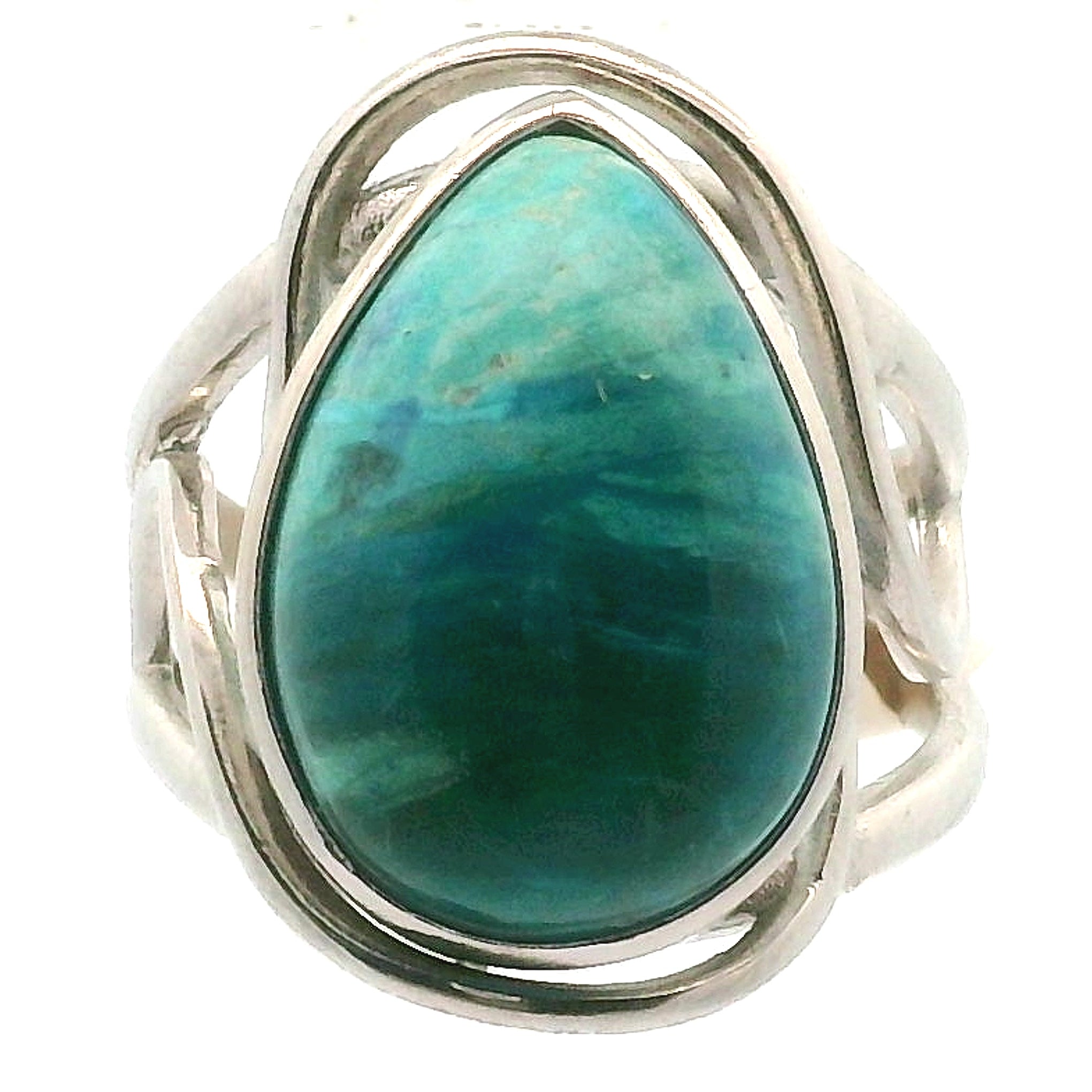 Blue Opal Cuff Ring .925 Silver for Encouraging Surrender to the Divine Will