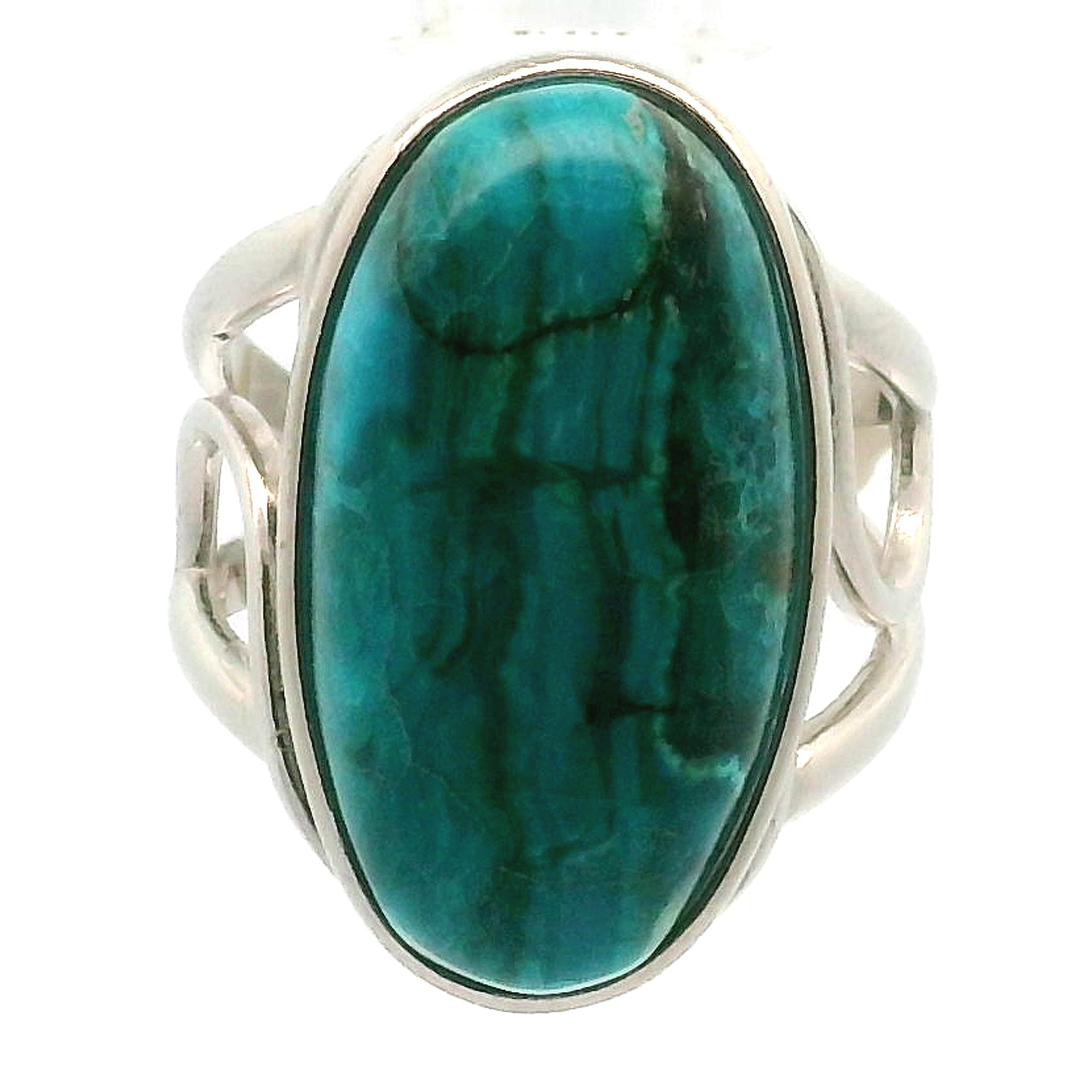 Blue Opal Cuff Ring .925 Silver for Encouraging Surrender to the Divine Will