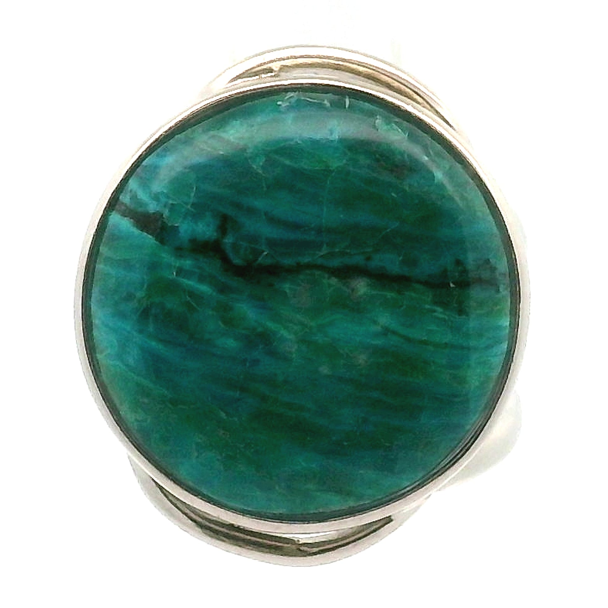 Blue Opal Cuff Ring .925 Silver for Encouraging Surrender to the Divine Will