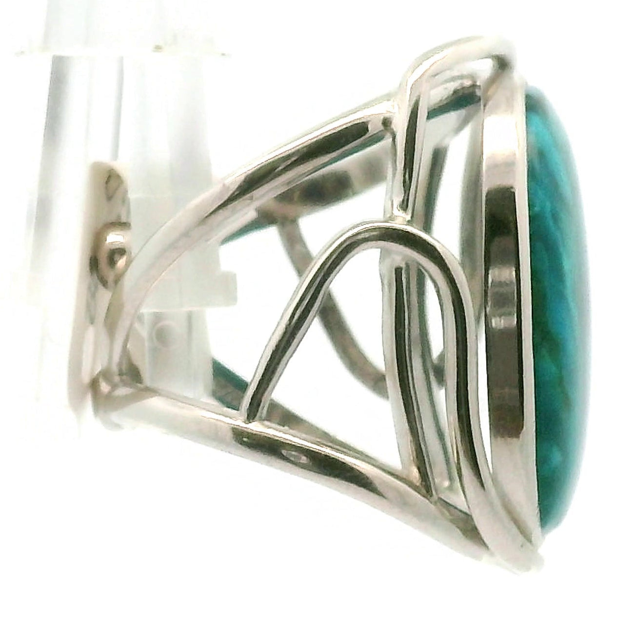 Blue Opal Cuff Ring .925 Silver for Encouraging Surrender to the Divine Will