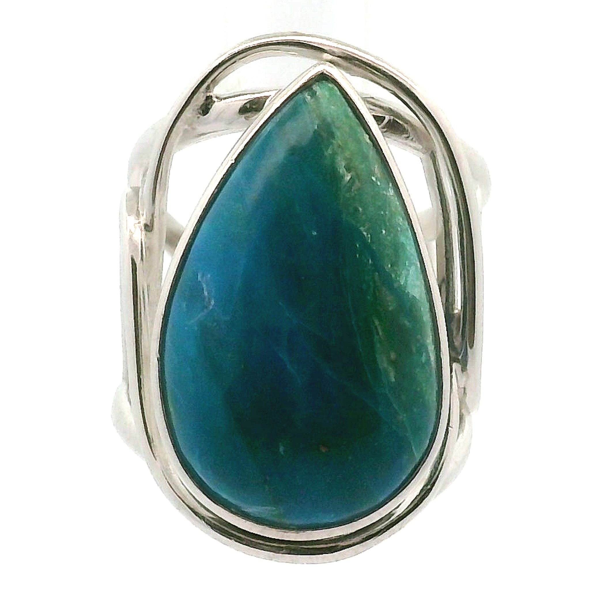 Blue Opal Cuff Ring .925 Silver for Encouraging Surrender to the Divine Will