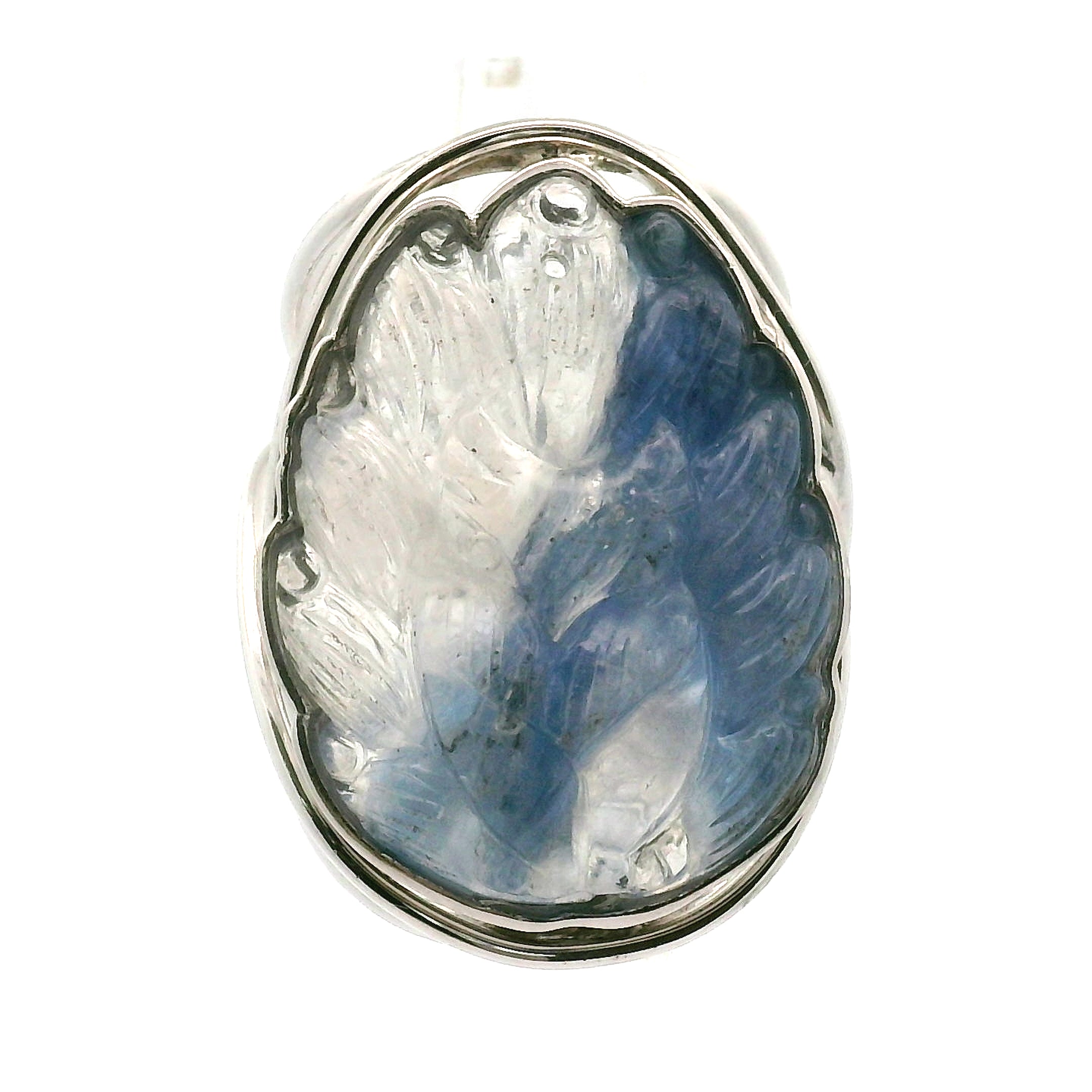 Kyanite Ninetails Cuff Ring .925 Silver for Energetic Clearing and Purification