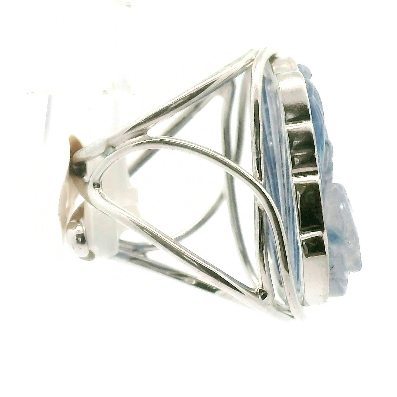 Kyanite Ninetails Cuff Ring .925 Silver for Energetic Clearing and Purification