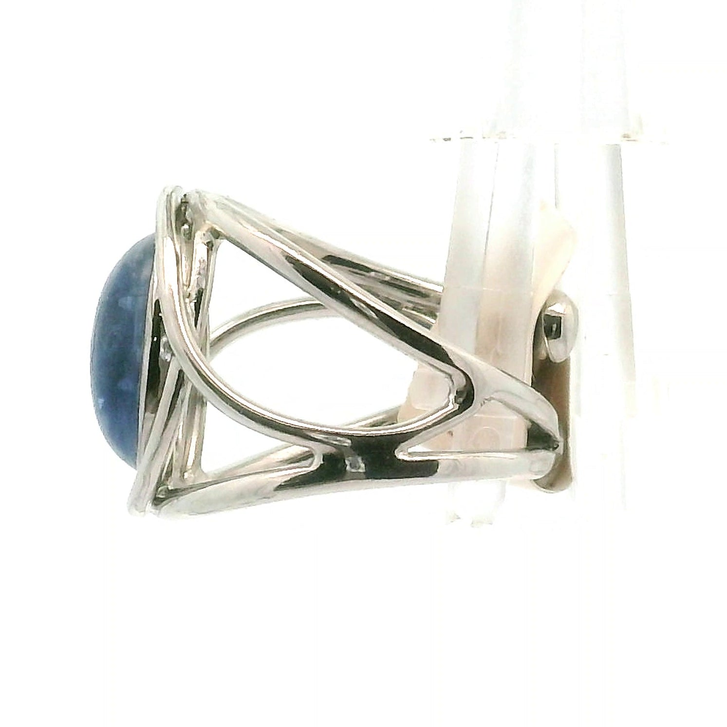 Blue Kyanite Midi Cuff Ring .925 Silver for Enhancing Flow of Energy, Intuition & Lucid Dreaming