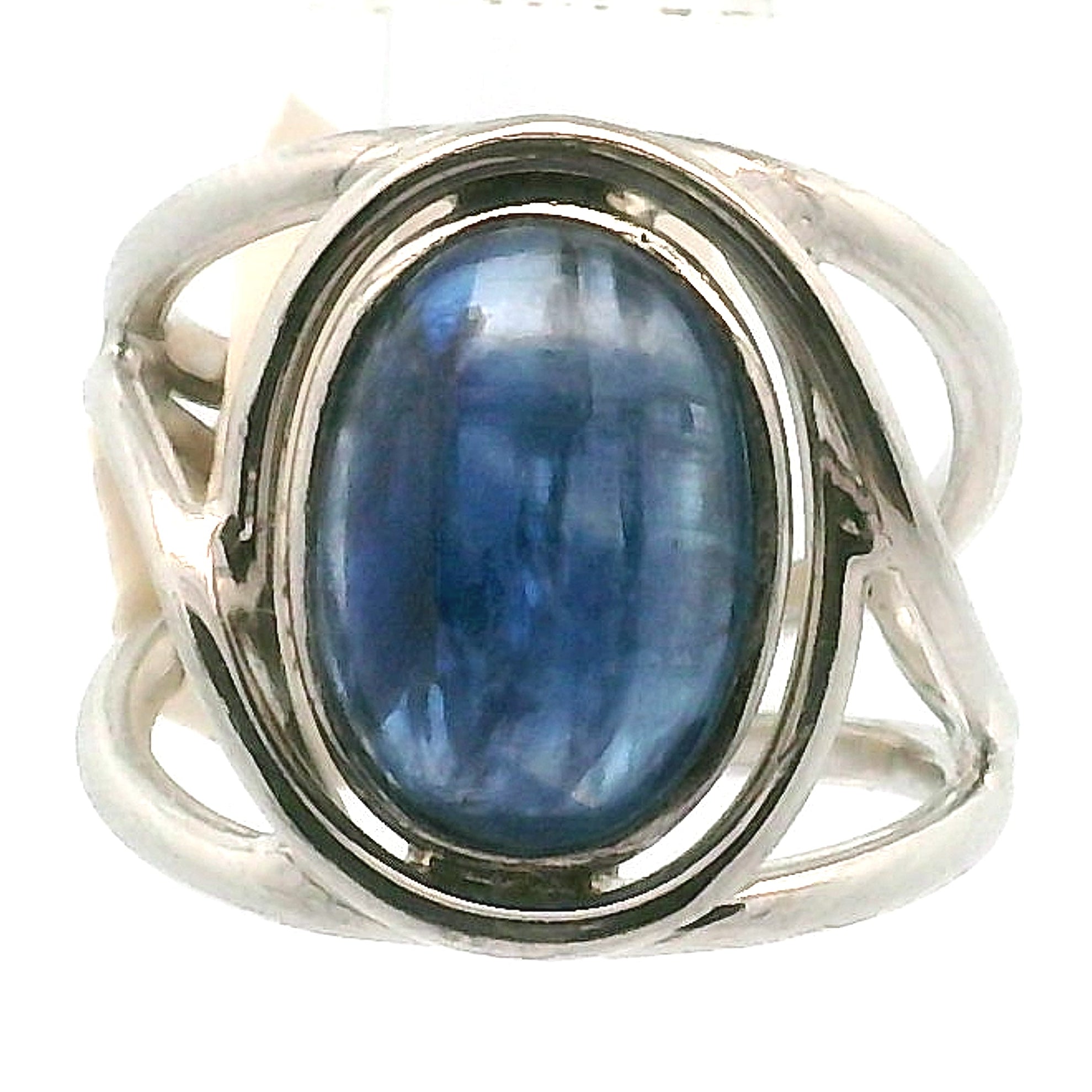 Blue Kyanite Midi Cuff Ring .925 Silver for Enhancing Flow of Energy, Intuition & Lucid Dreaming