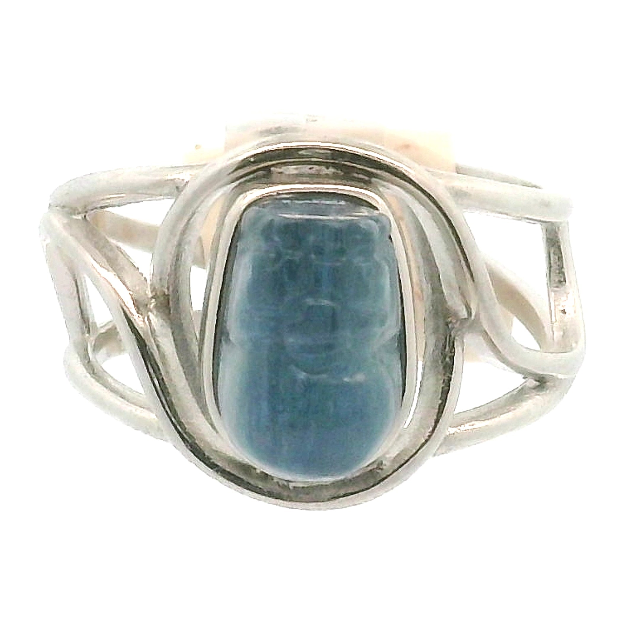 Kyanite Pixchu Cuff Ring .925 Silver for Enhancing Flow of Energy, Intuition & Lucid Dreaming