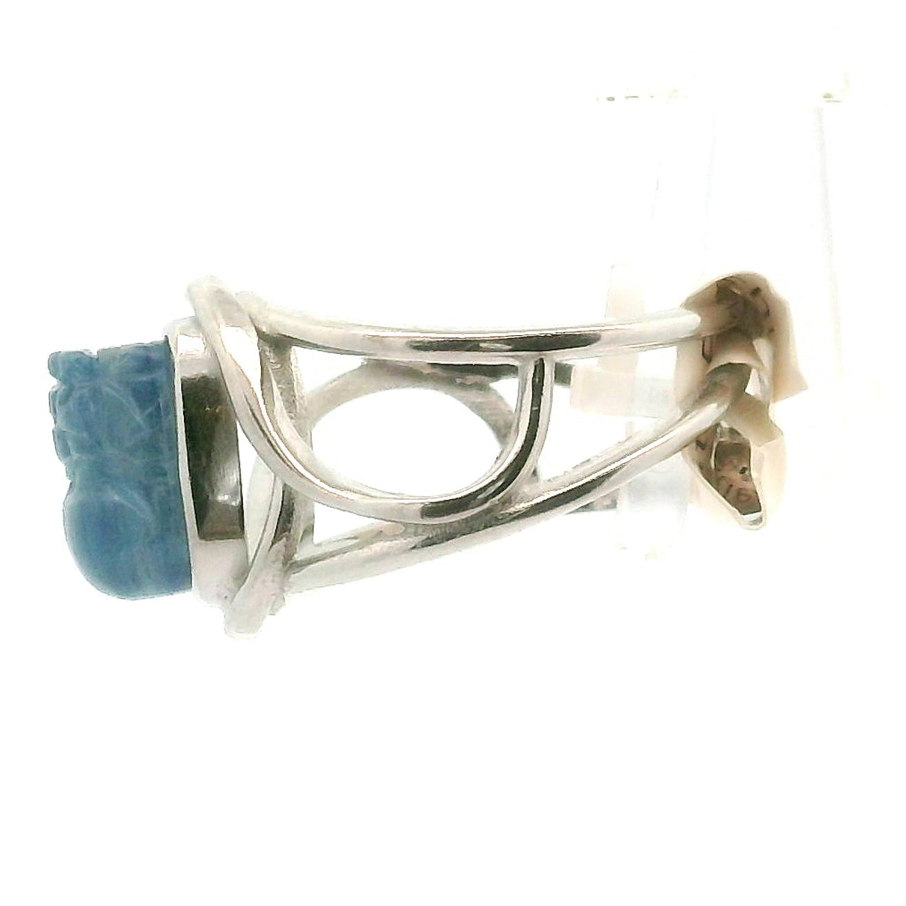Kyanite Pixchu Cuff Ring .925 Silver for Enhancing Flow of Energy, Intuition & Lucid Dreaming