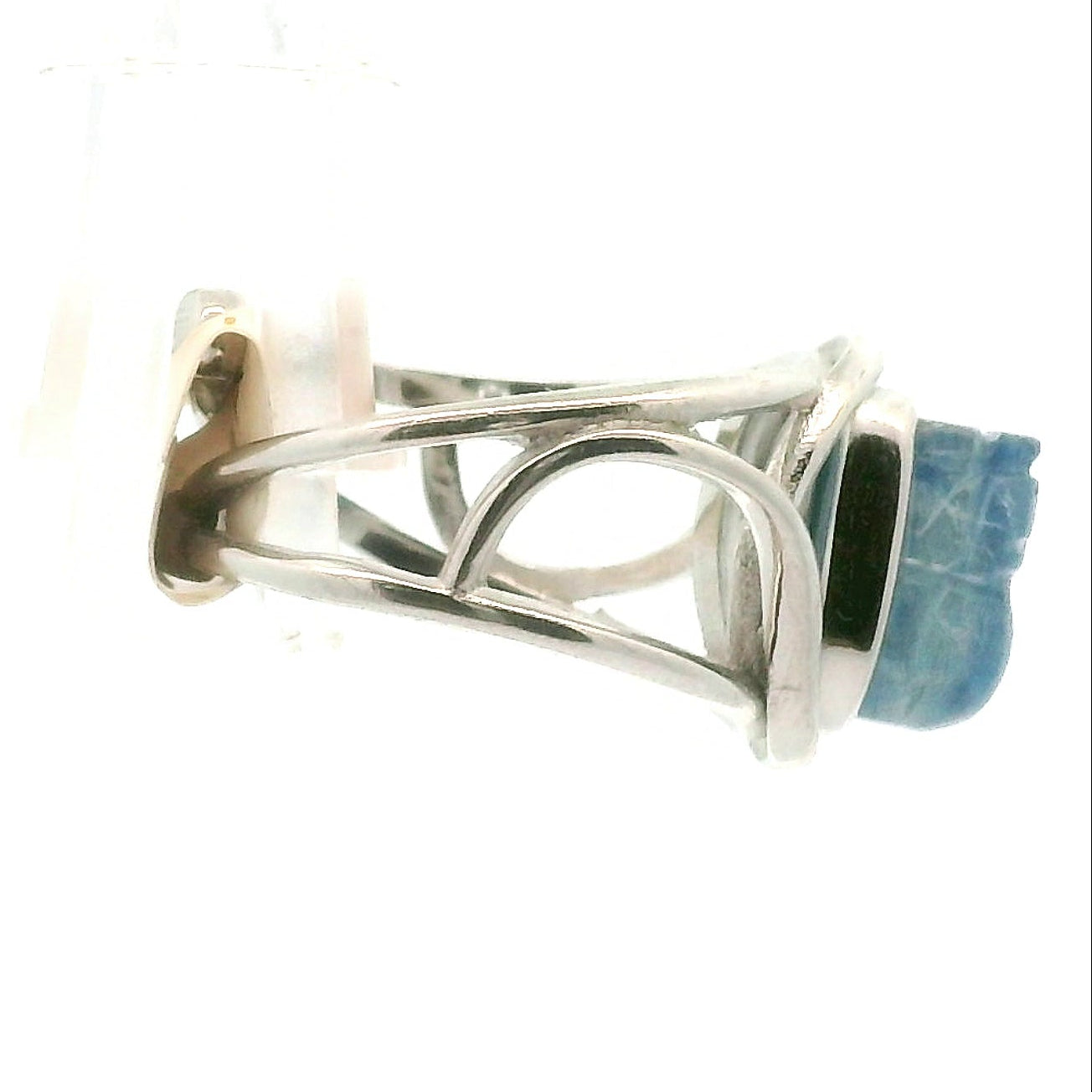 Kyanite Pixchu Cuff Ring .925 Silver for Enhancing Flow of Energy, Intuition & Lucid Dreaming