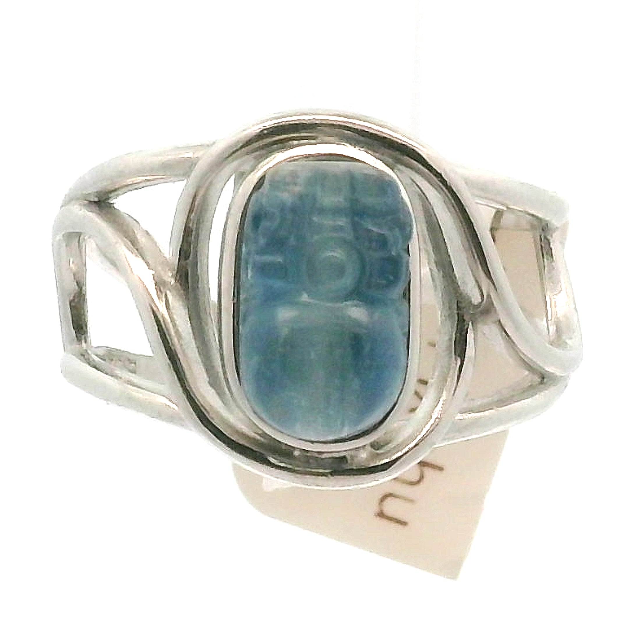 Kyanite Pixchu Cuff Ring .925 Silver for Enhancing Flow of Energy, Intuition & Lucid Dreaming