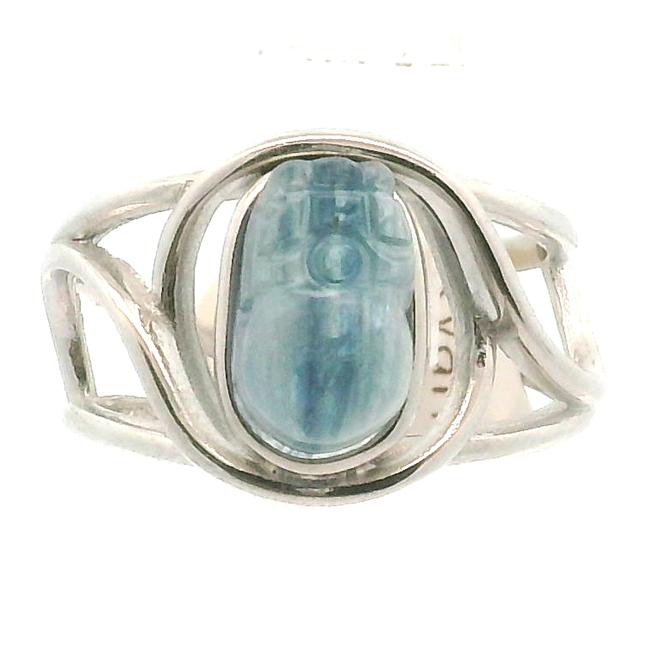 Kyanite Pixchu Cuff Ring .925 Silver for Enhancing Flow of Energy, Intuition & Lucid Dreaming